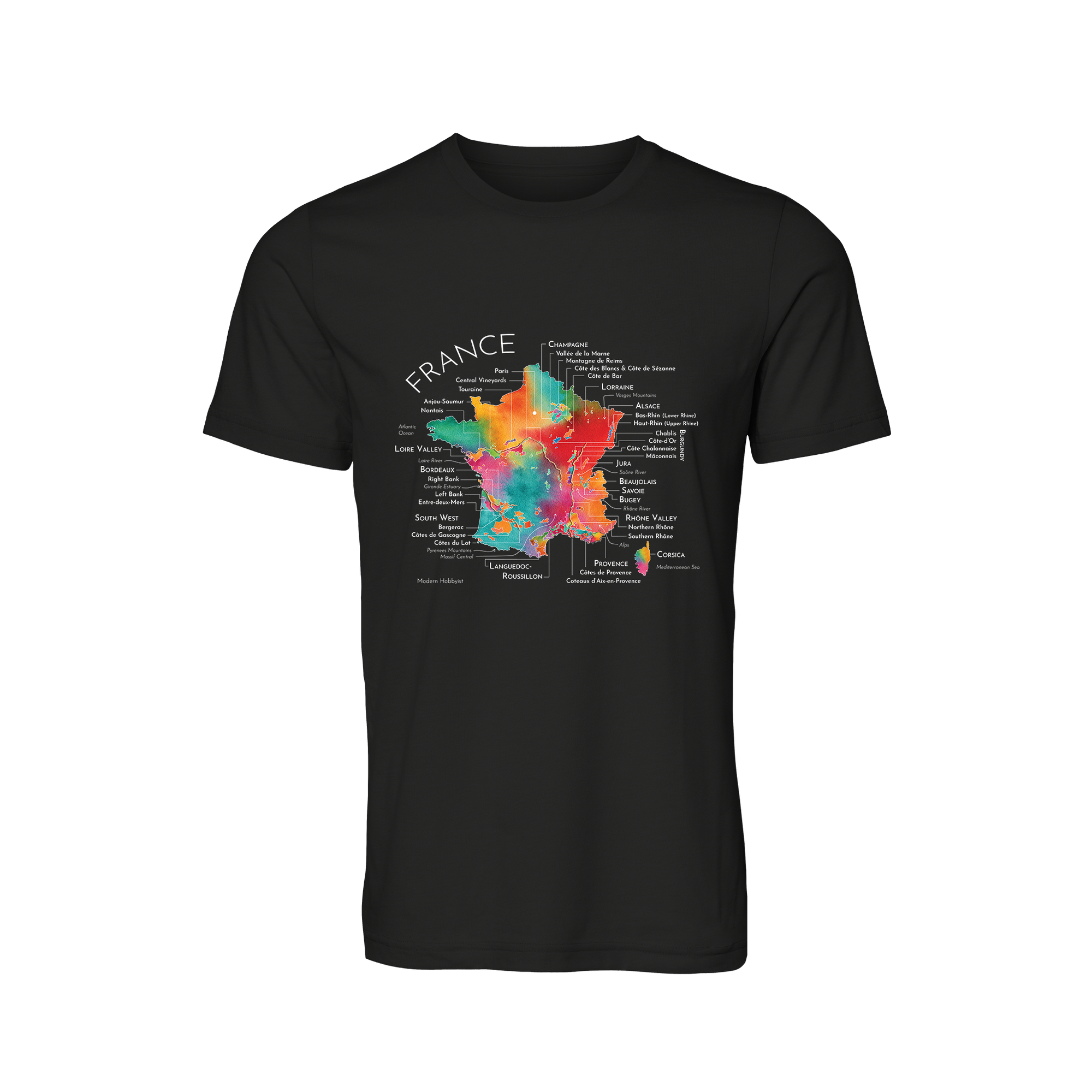 France Wine Map T-Shirt (Color Option 1)