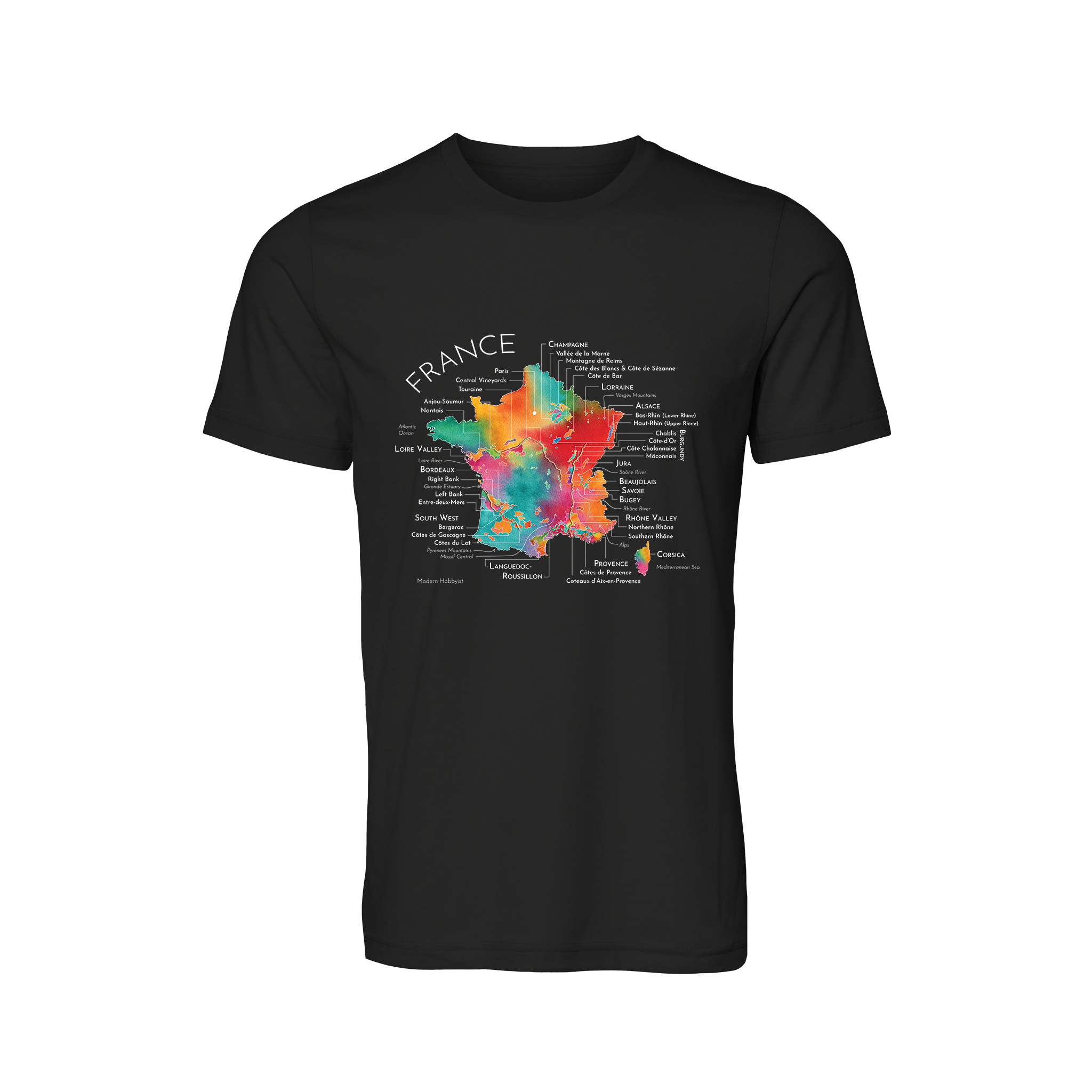 France Wine Map T-Shirt (Color Option 1)