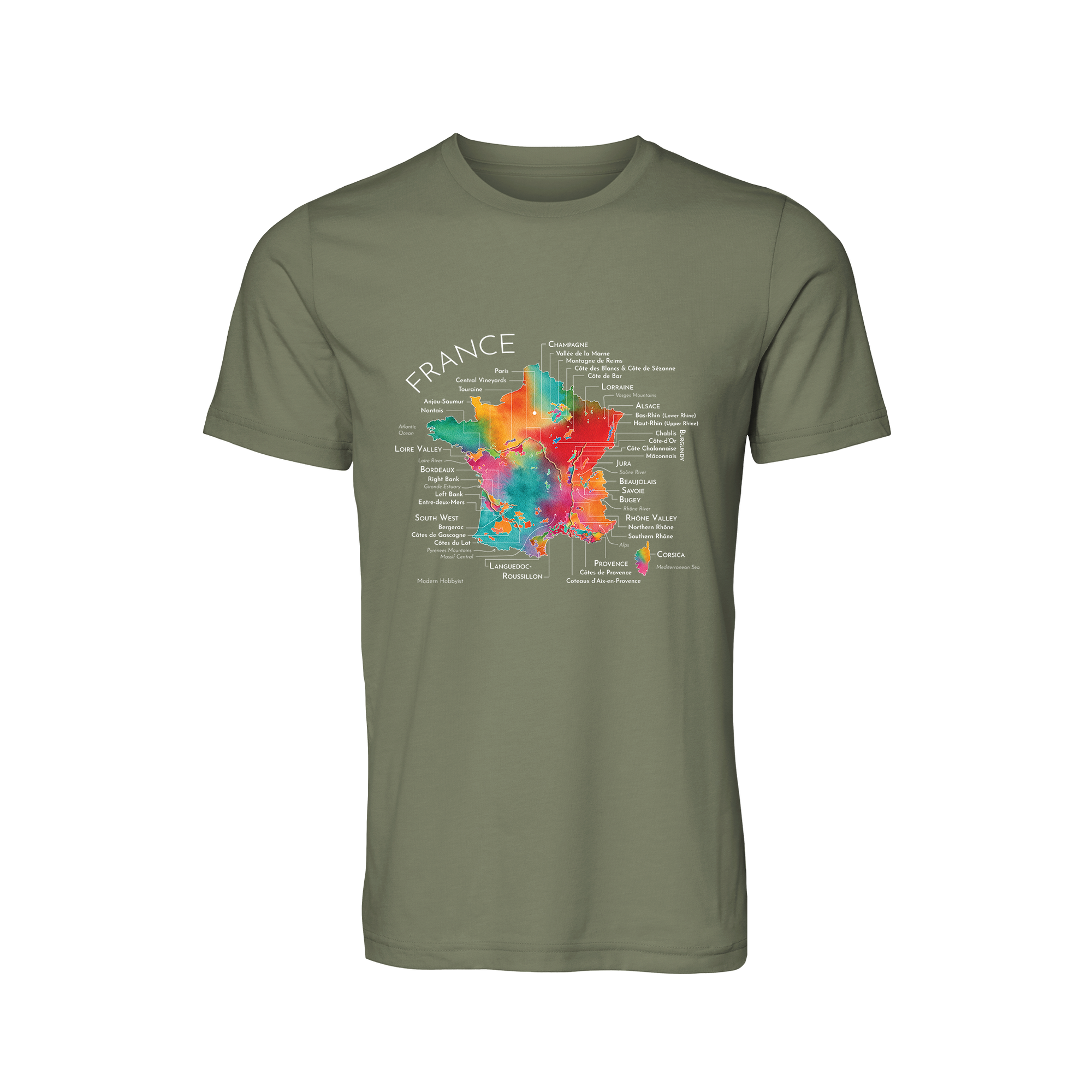 France Wine Map T-Shirt (Color Option 1)