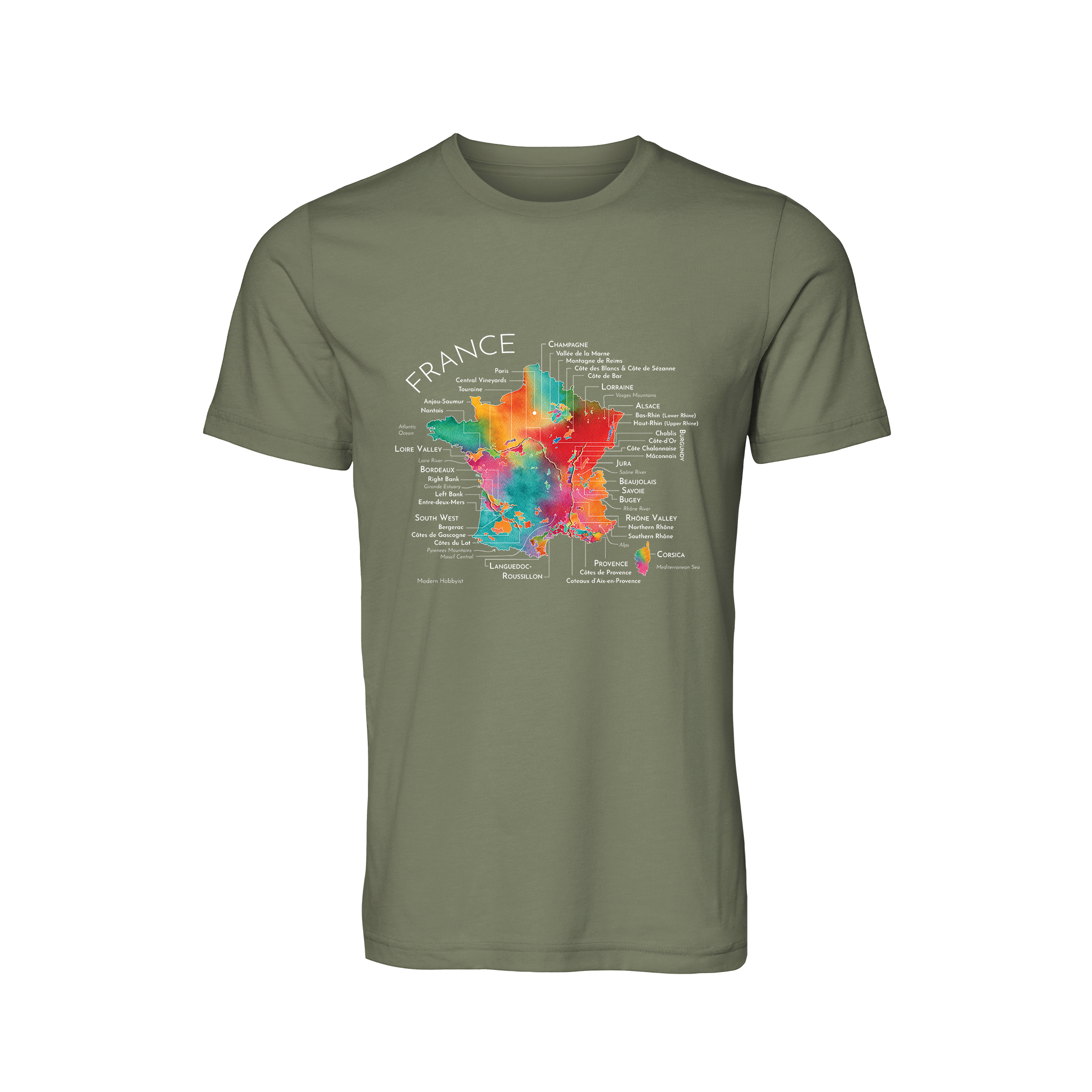 France Wine Map T-Shirt (Color Option 1)