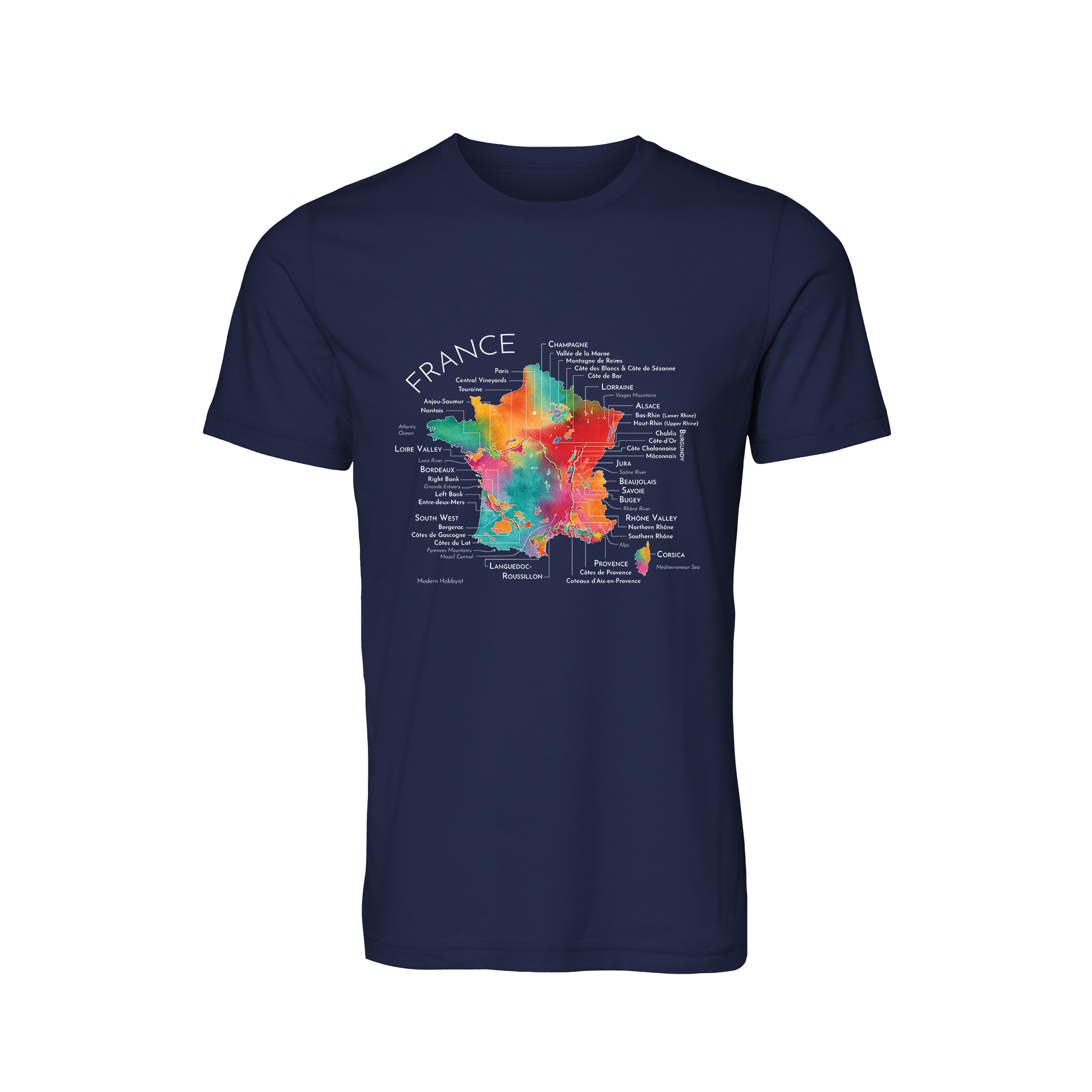 France Wine Map T-Shirt (Color Option 1)