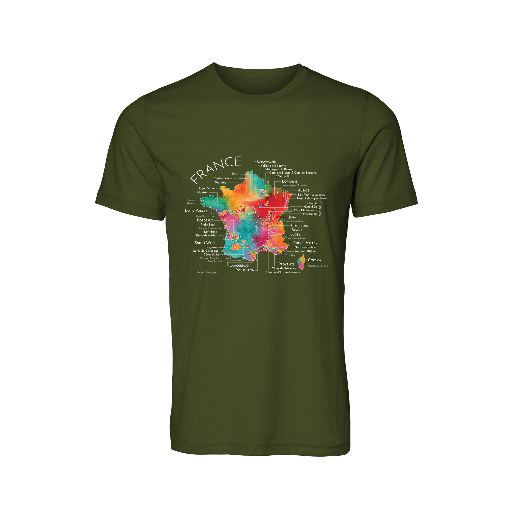 France Wine Map T-Shirt (Color Option 1)