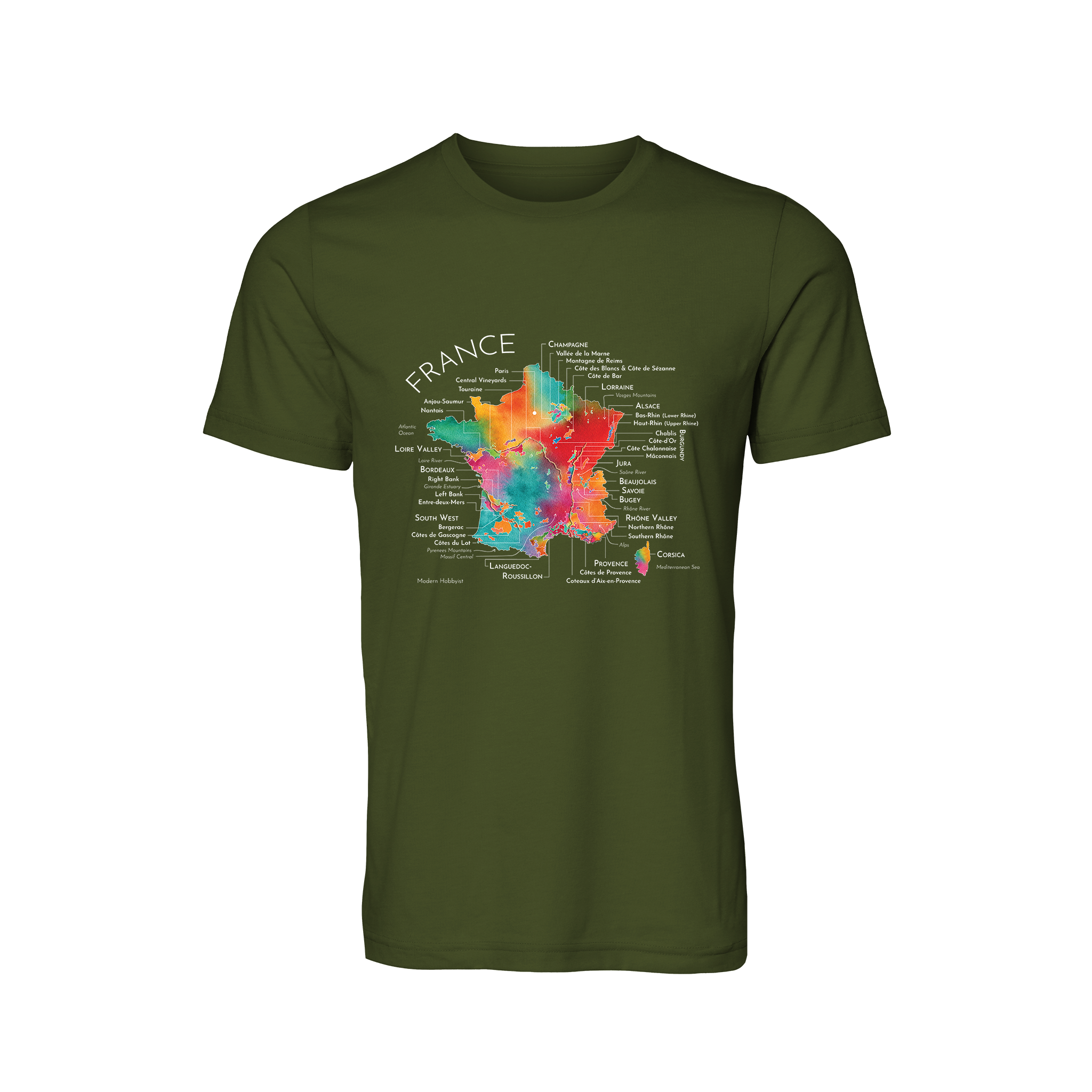 France Wine Map T-Shirt (Color Option 1)