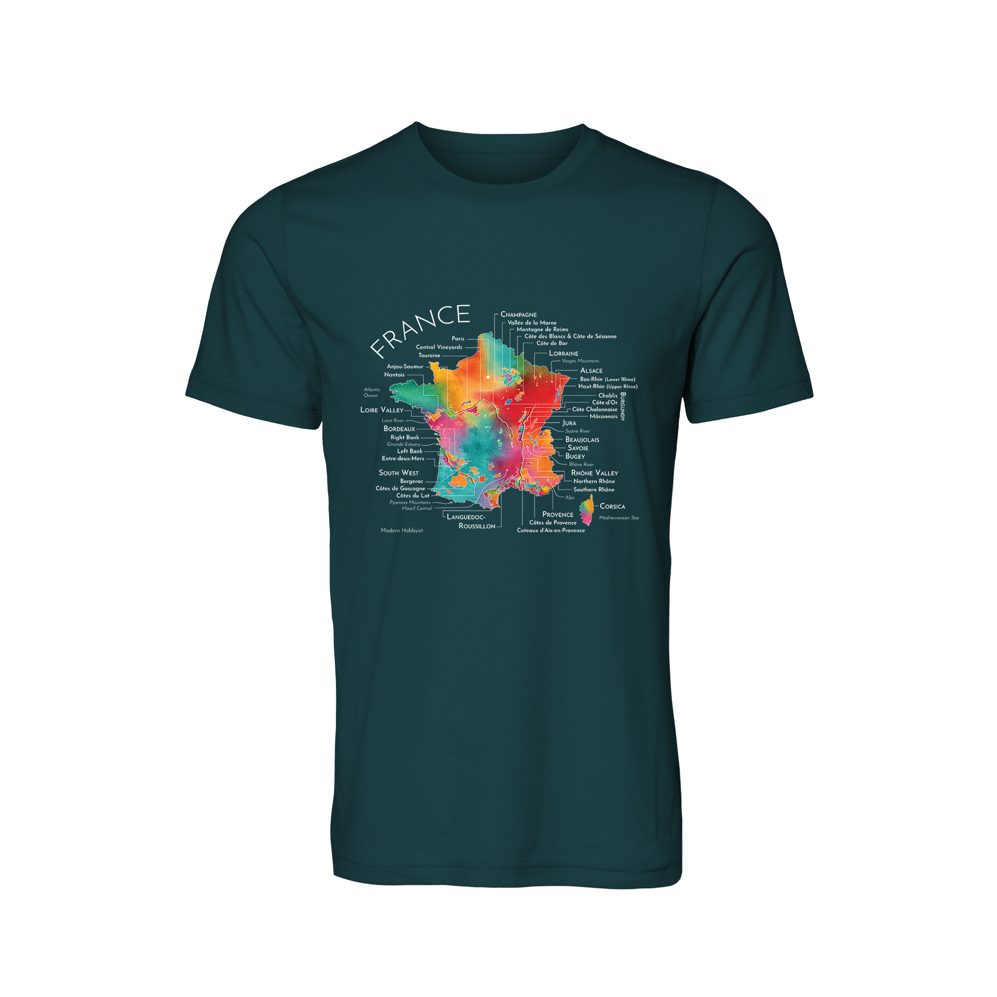 France Wine Map T-Shirt (Color Option 1)