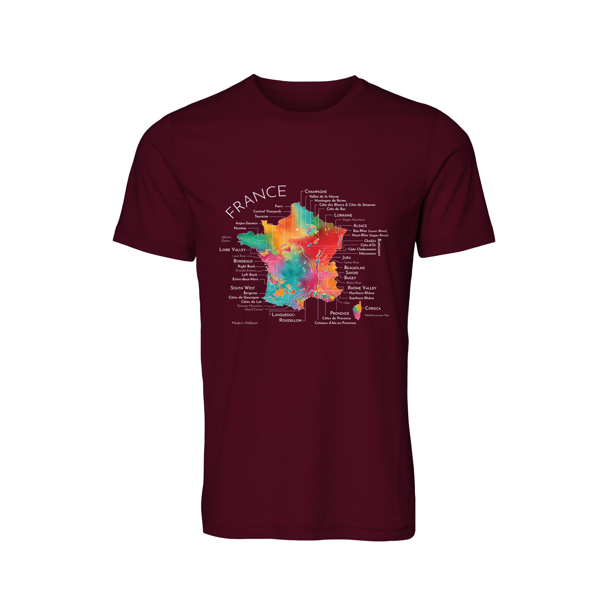 France Wine Map T-Shirt (Color Option 1)