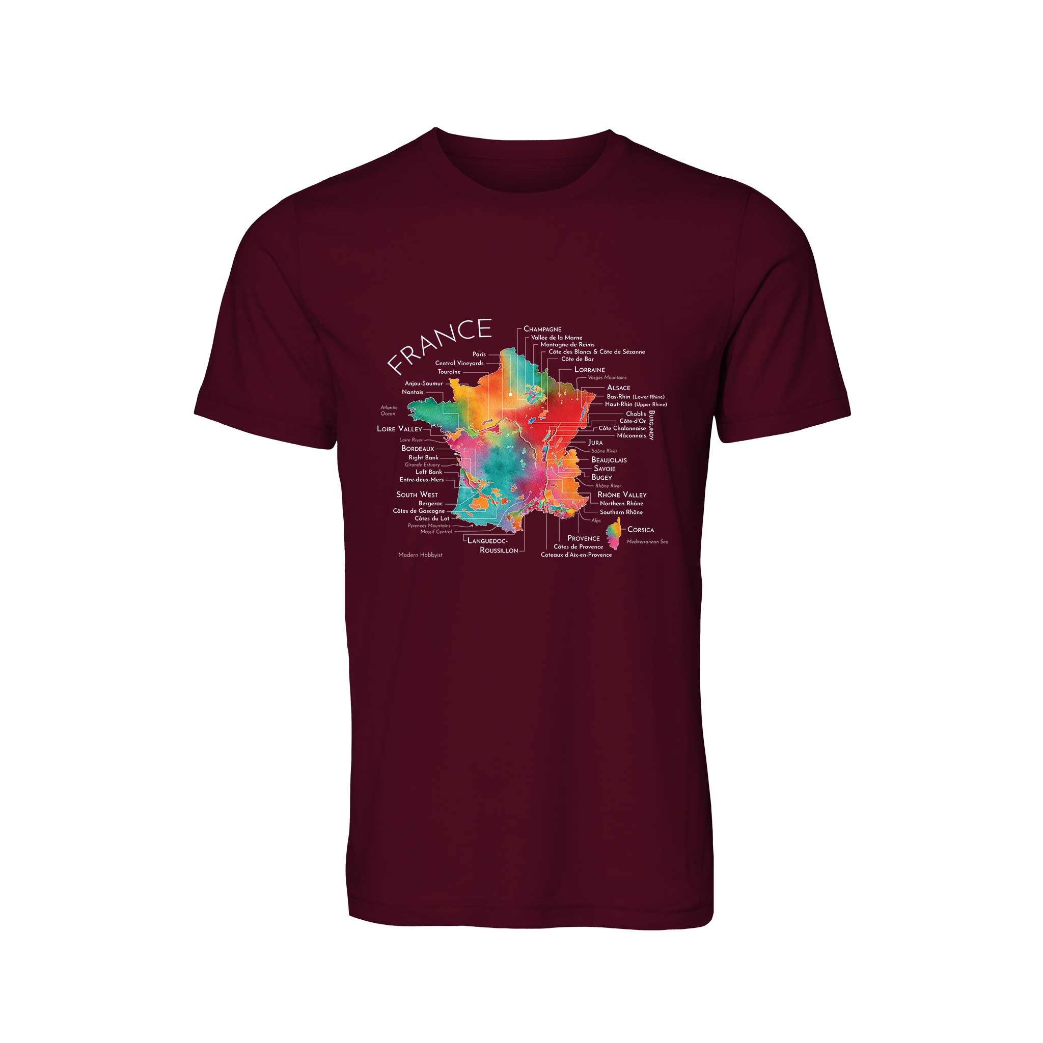 France Wine Map T-Shirt (Color Option 1)