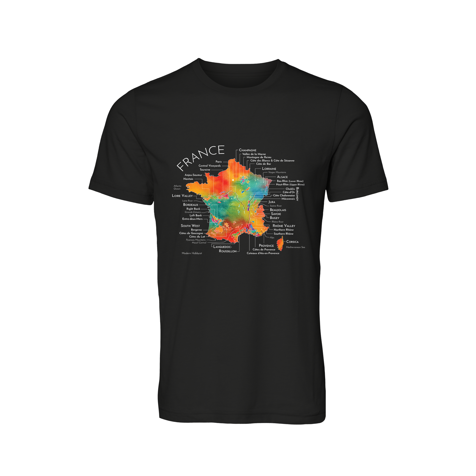 France Wine Map T-Shirt (Color Option 2)