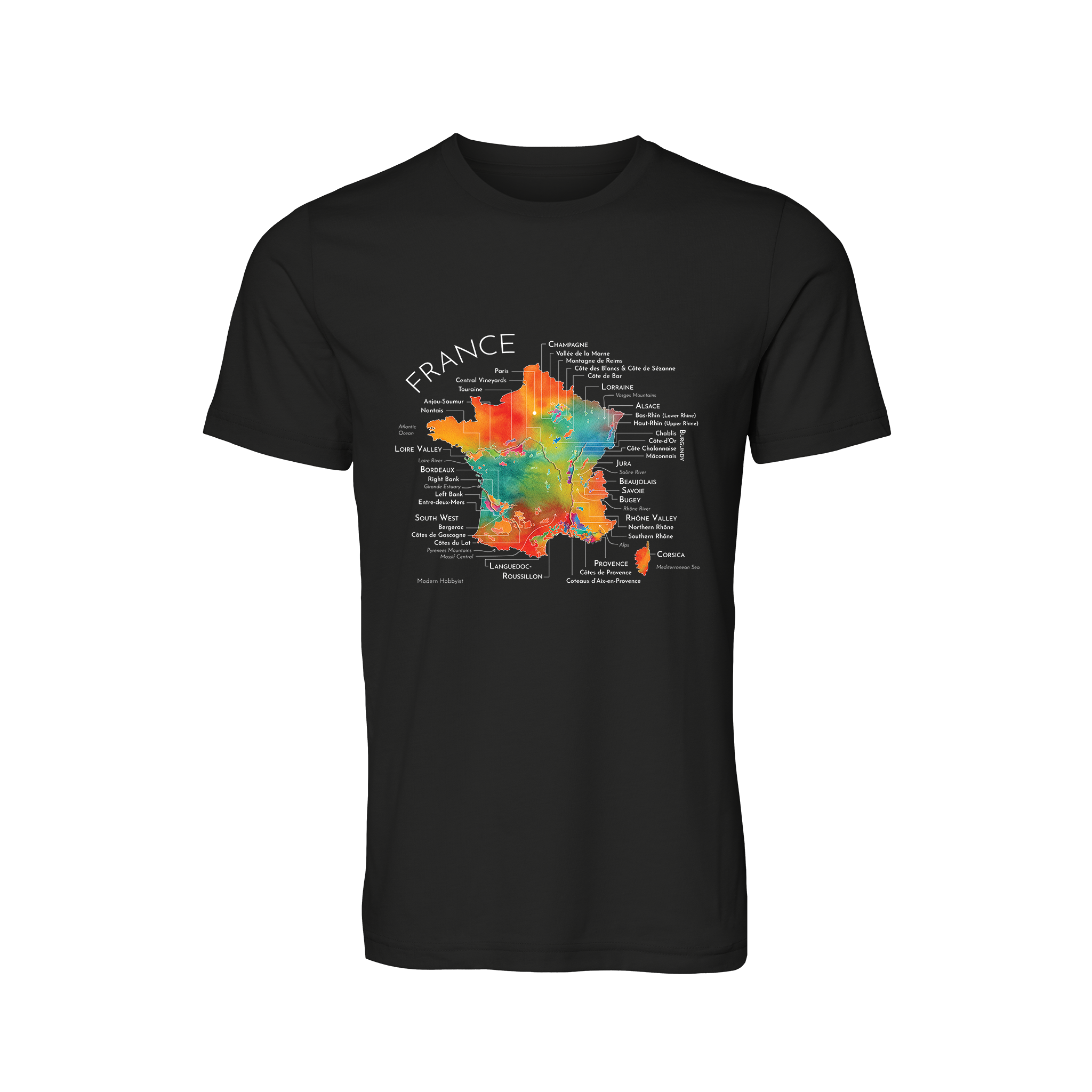 France Wine Map T-Shirt (Color Option 2)