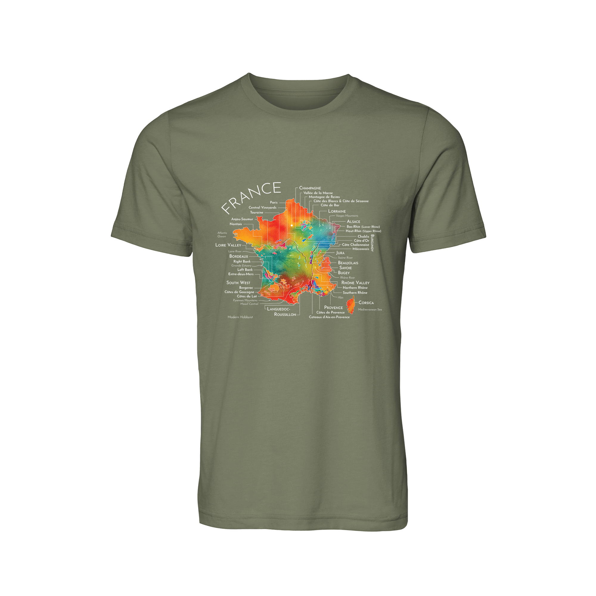 France Wine Map T-Shirt (Color Option 2)