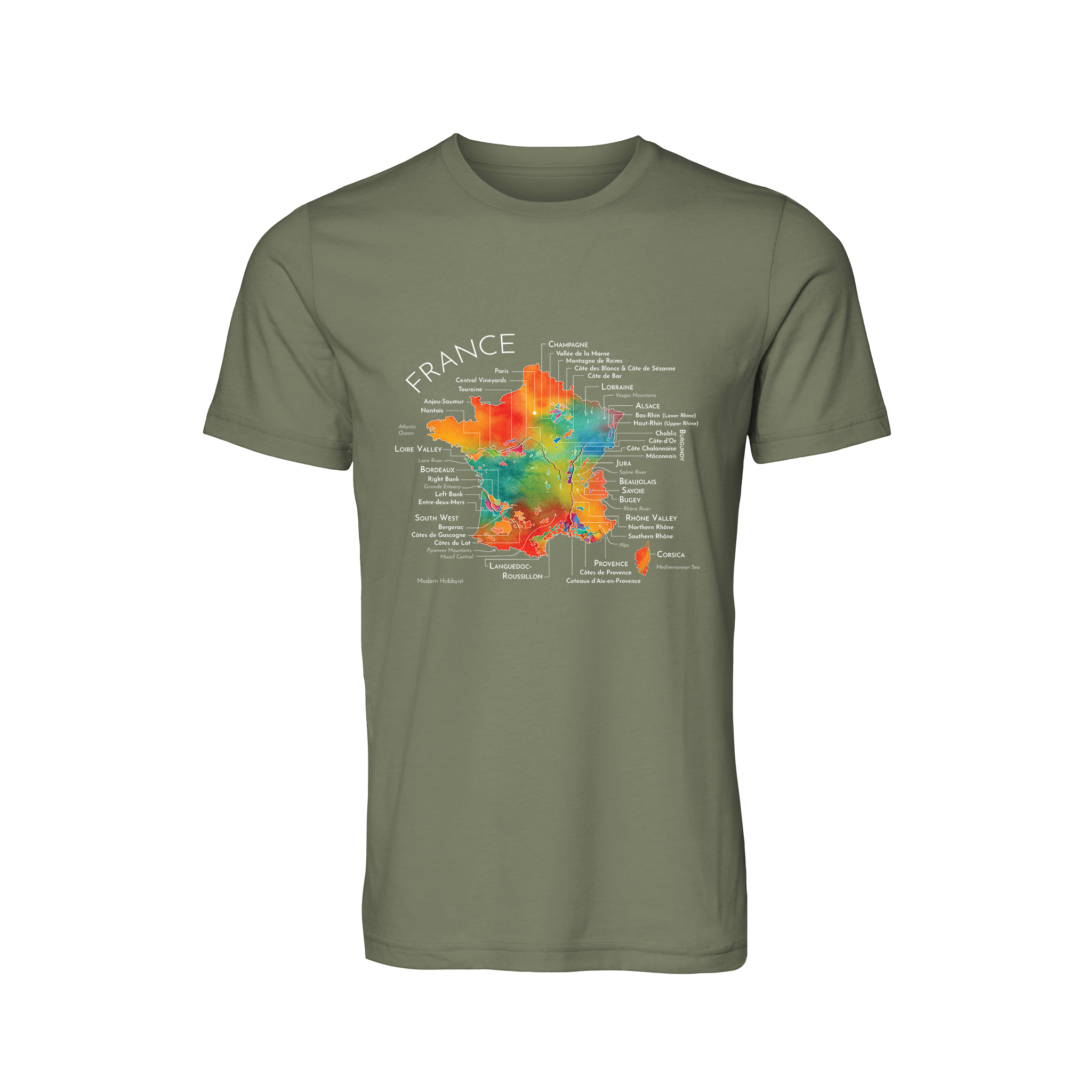 France Wine Map T-Shirt (Color Option 2)