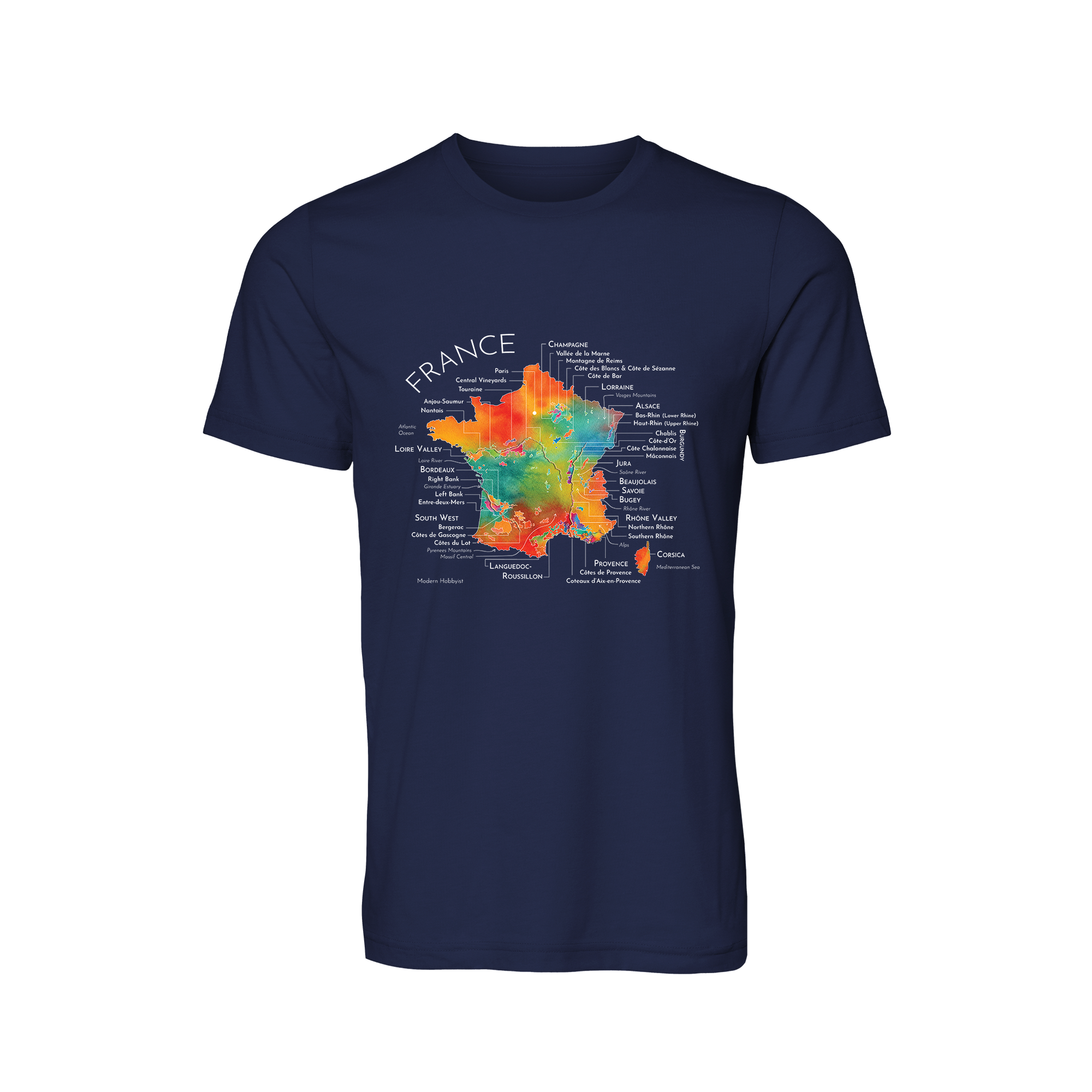 France Wine Map T-Shirt (Color Option 2)