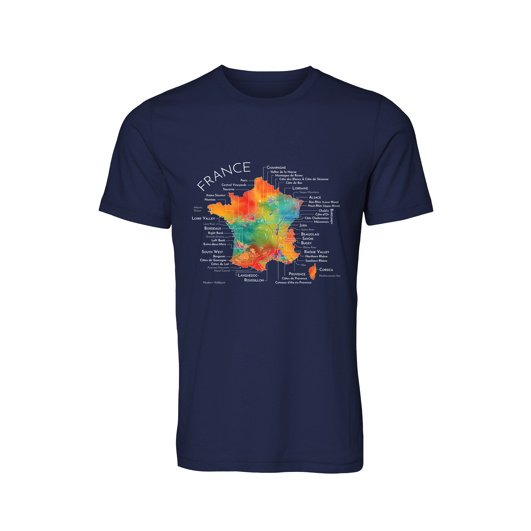 France Wine Map T-Shirt (Color Option 2)
