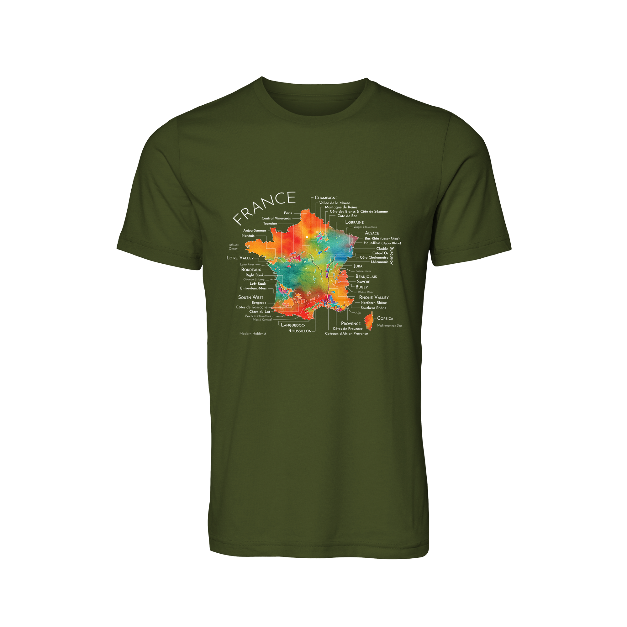 France Wine Map T-Shirt (Color Option 2)