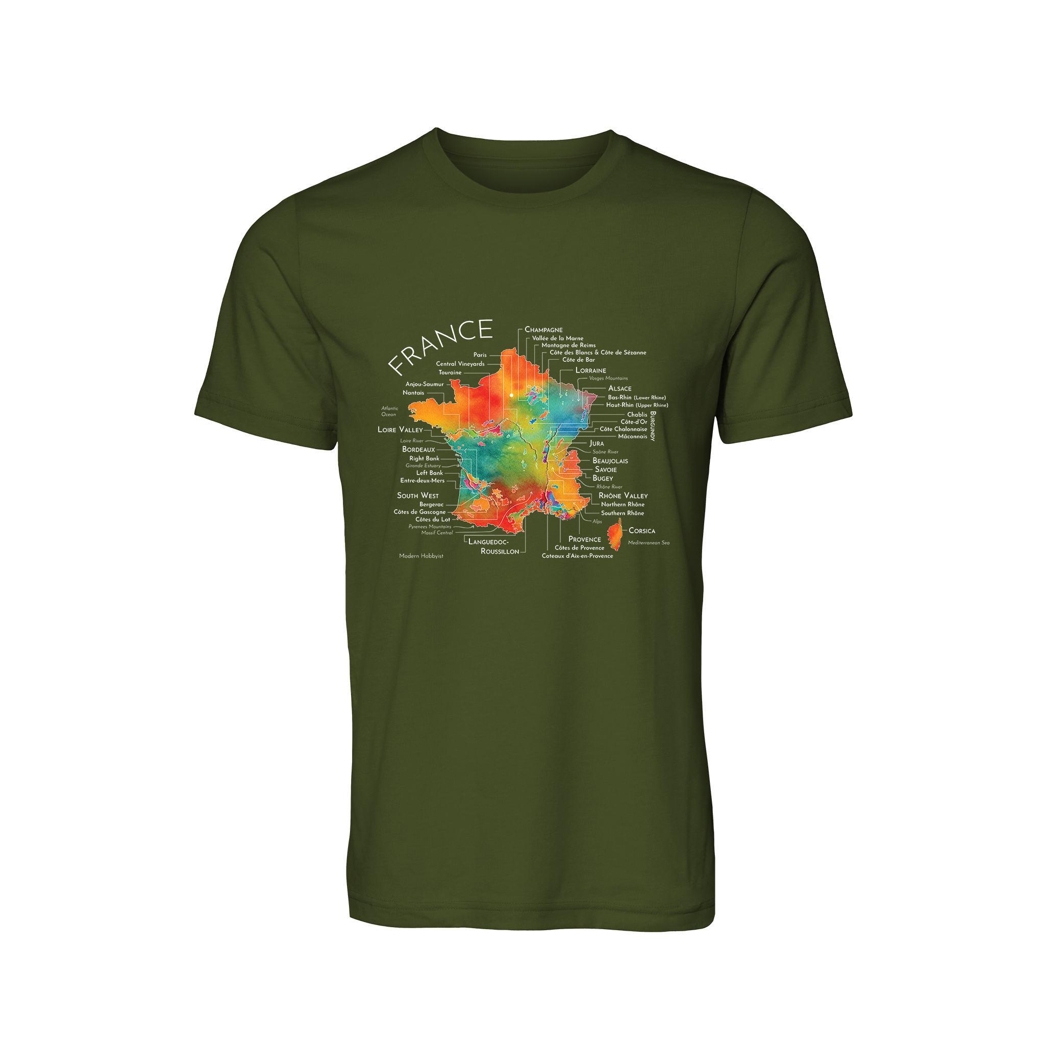 France Wine Map T-Shirt (Color Option 2)