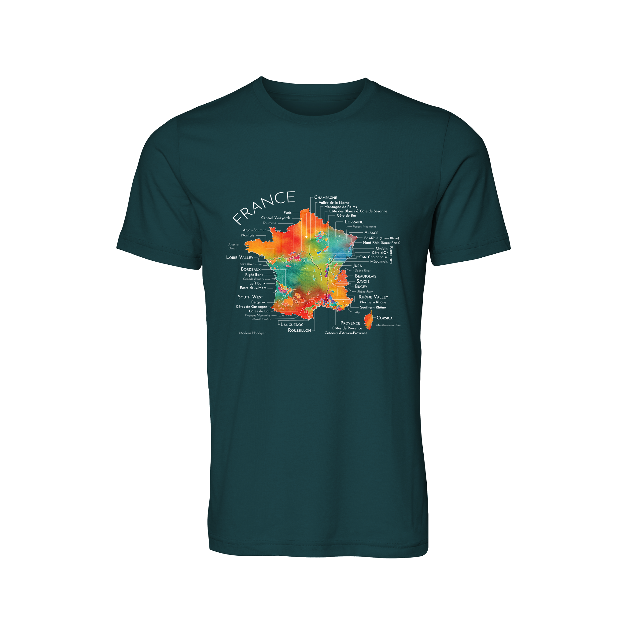France Wine Map T-Shirt (Color Option 2)