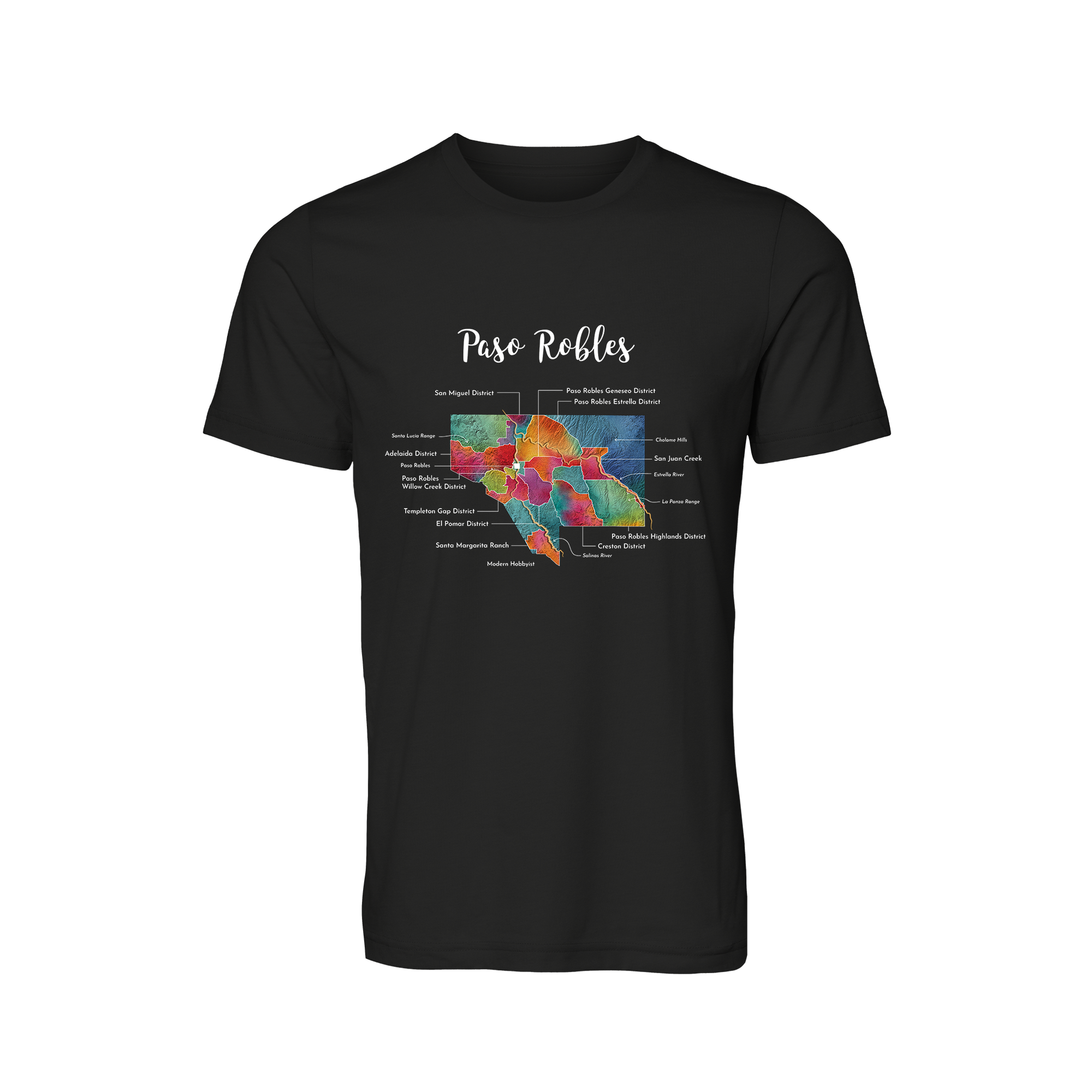 Paso Robles Wine Map T-Shirt