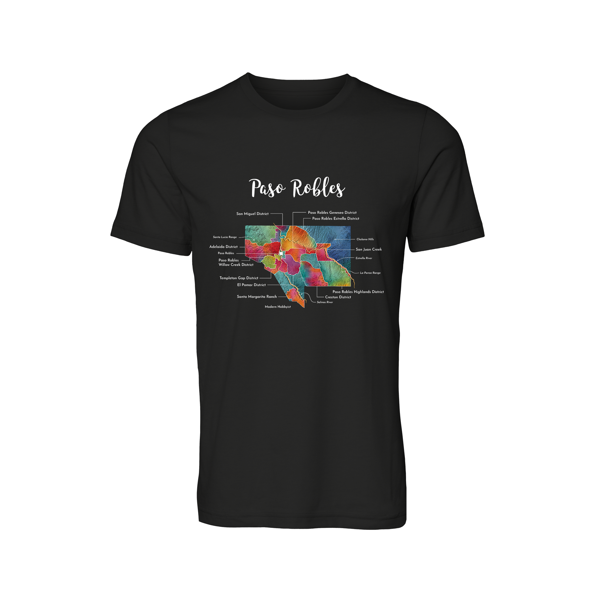 Paso Robles Wine Map T-Shirt