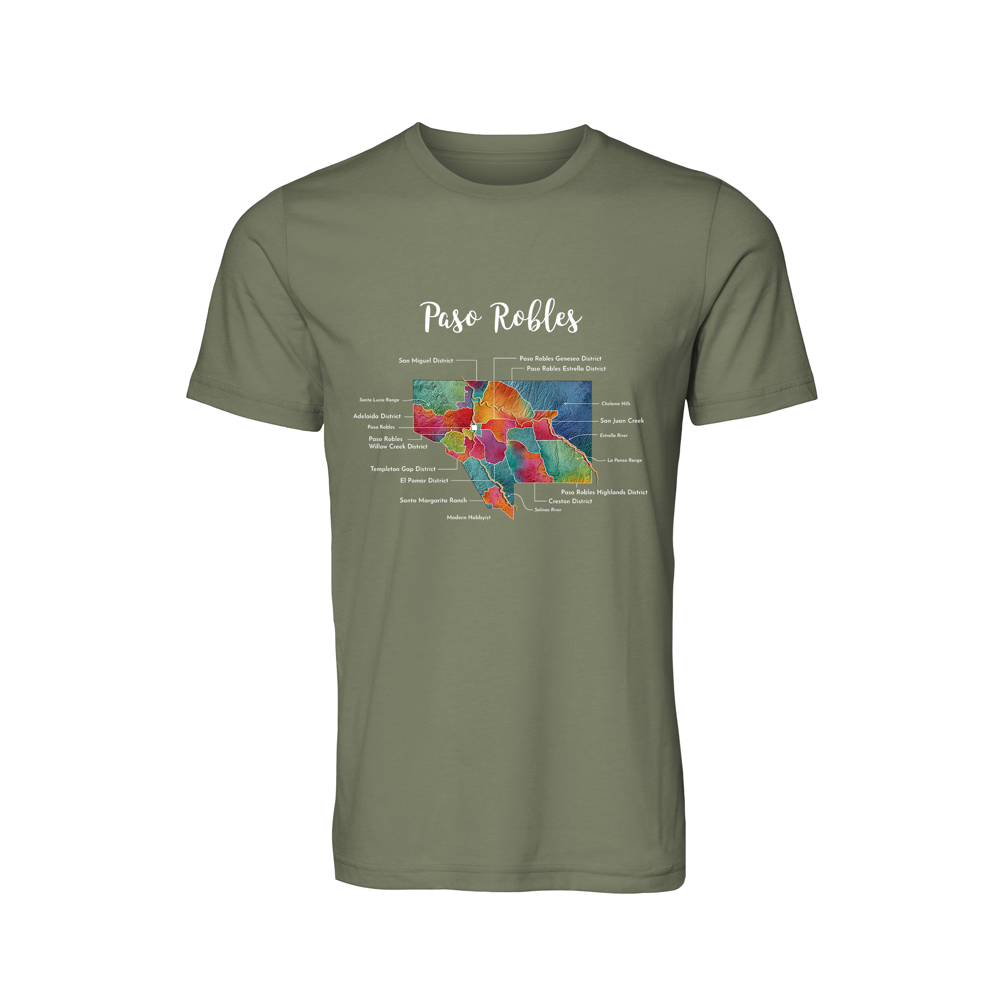 Paso Robles Wine Map T-Shirt