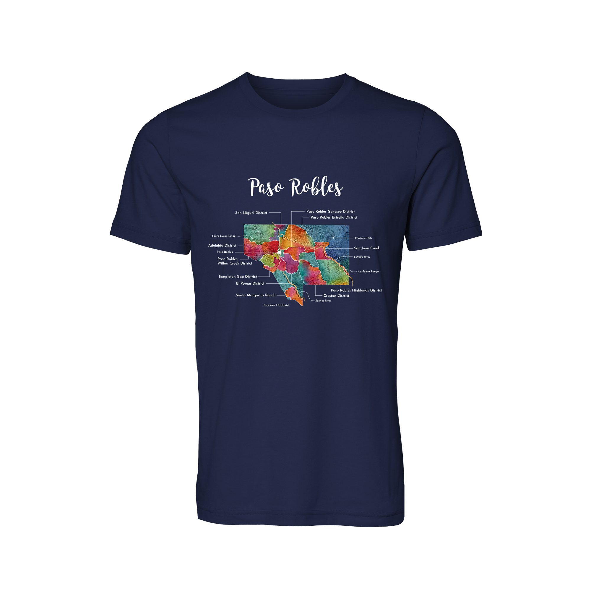 Paso Robles Wine Map T-Shirt