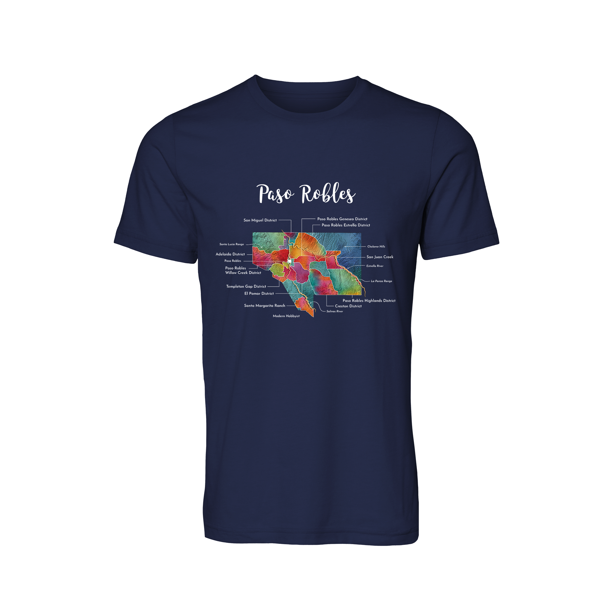 Paso Robles Wine Map T-Shirt