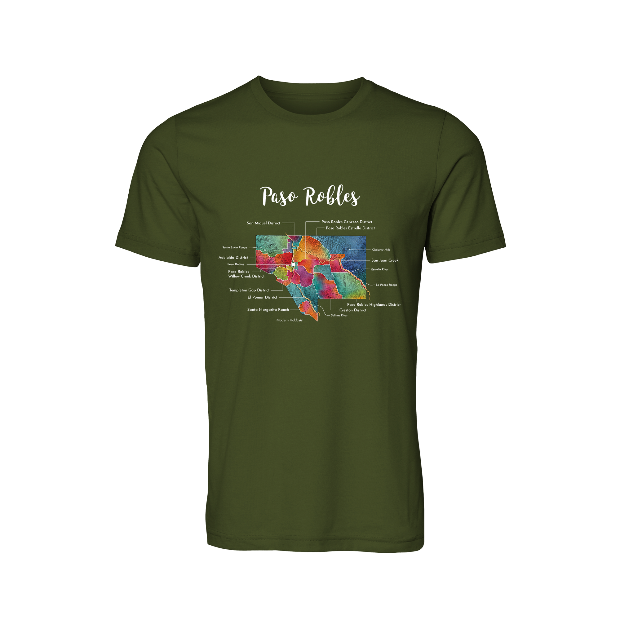 Paso Robles Wine Map T-Shirt