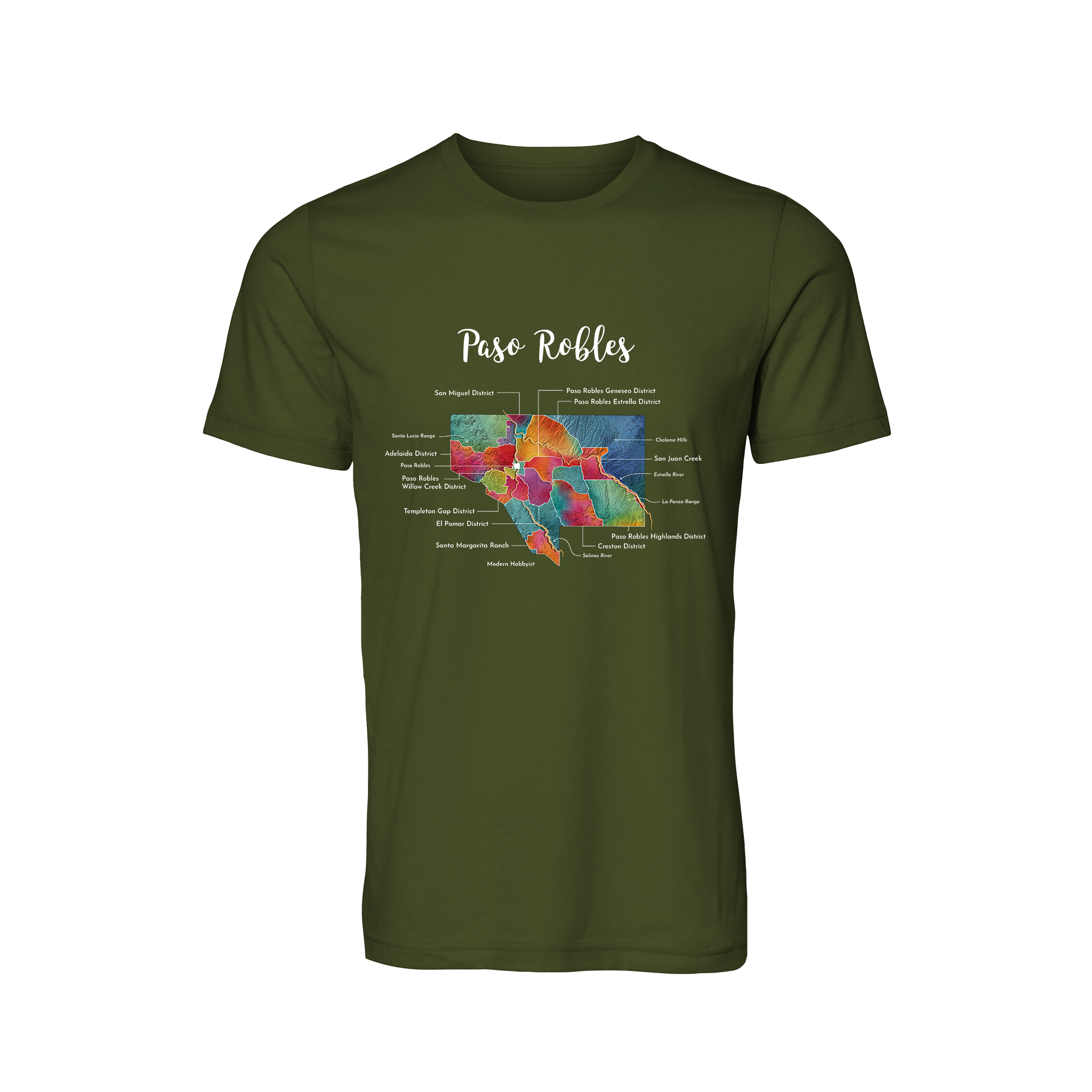 Paso Robles Wine Map T-Shirt