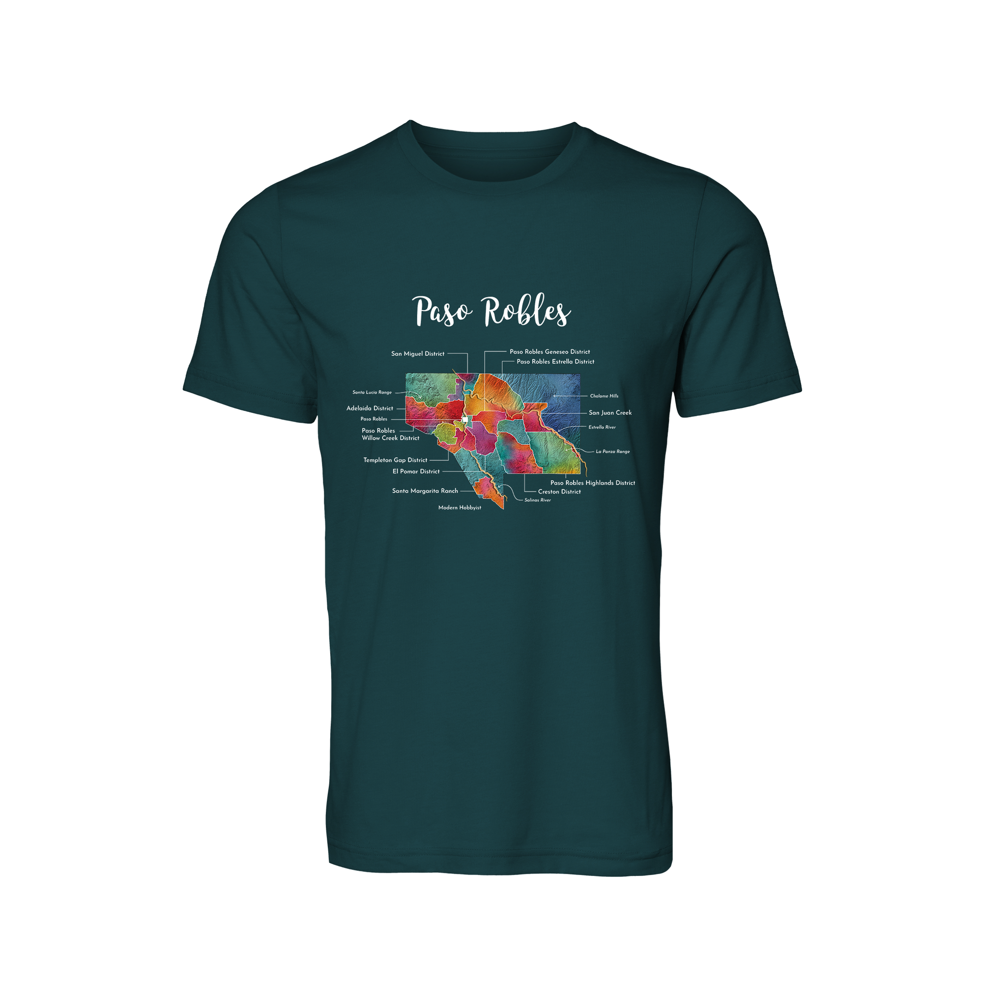 Paso Robles Wine Map T-Shirt