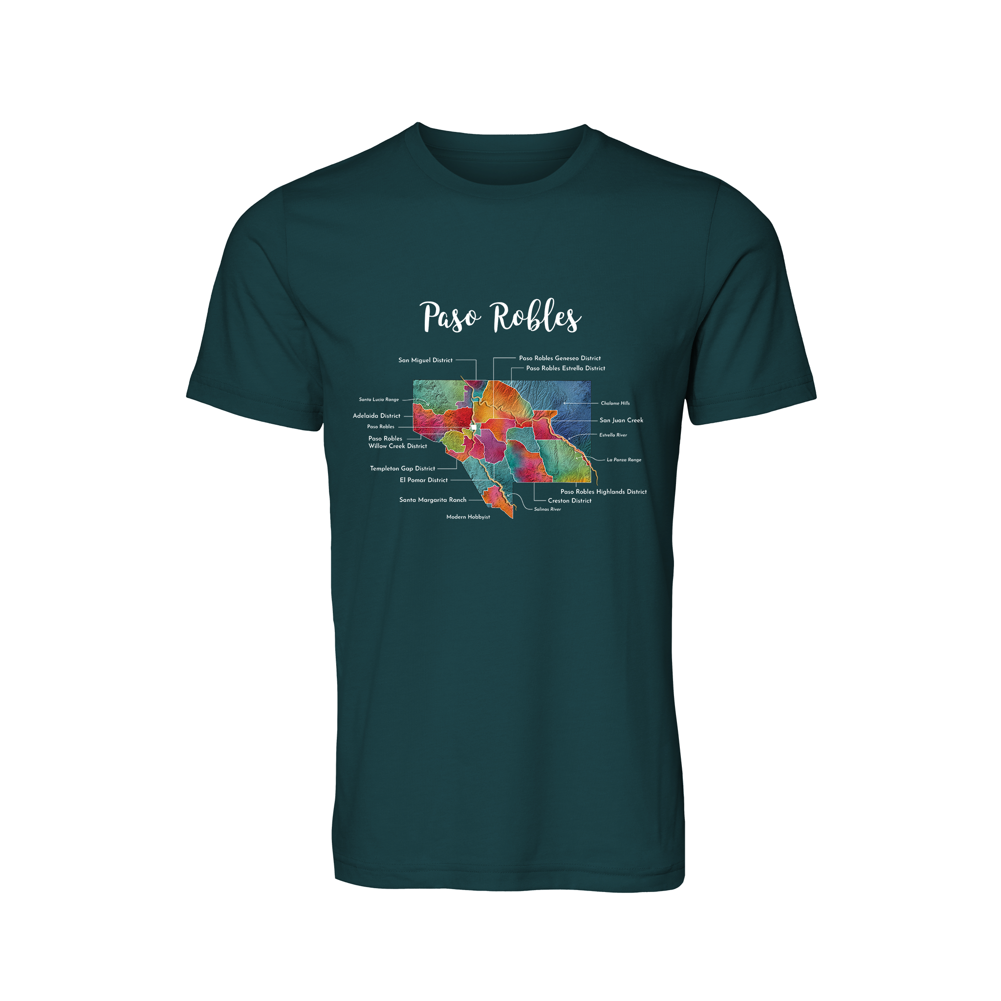 Paso Robles Wine Map T-Shirt