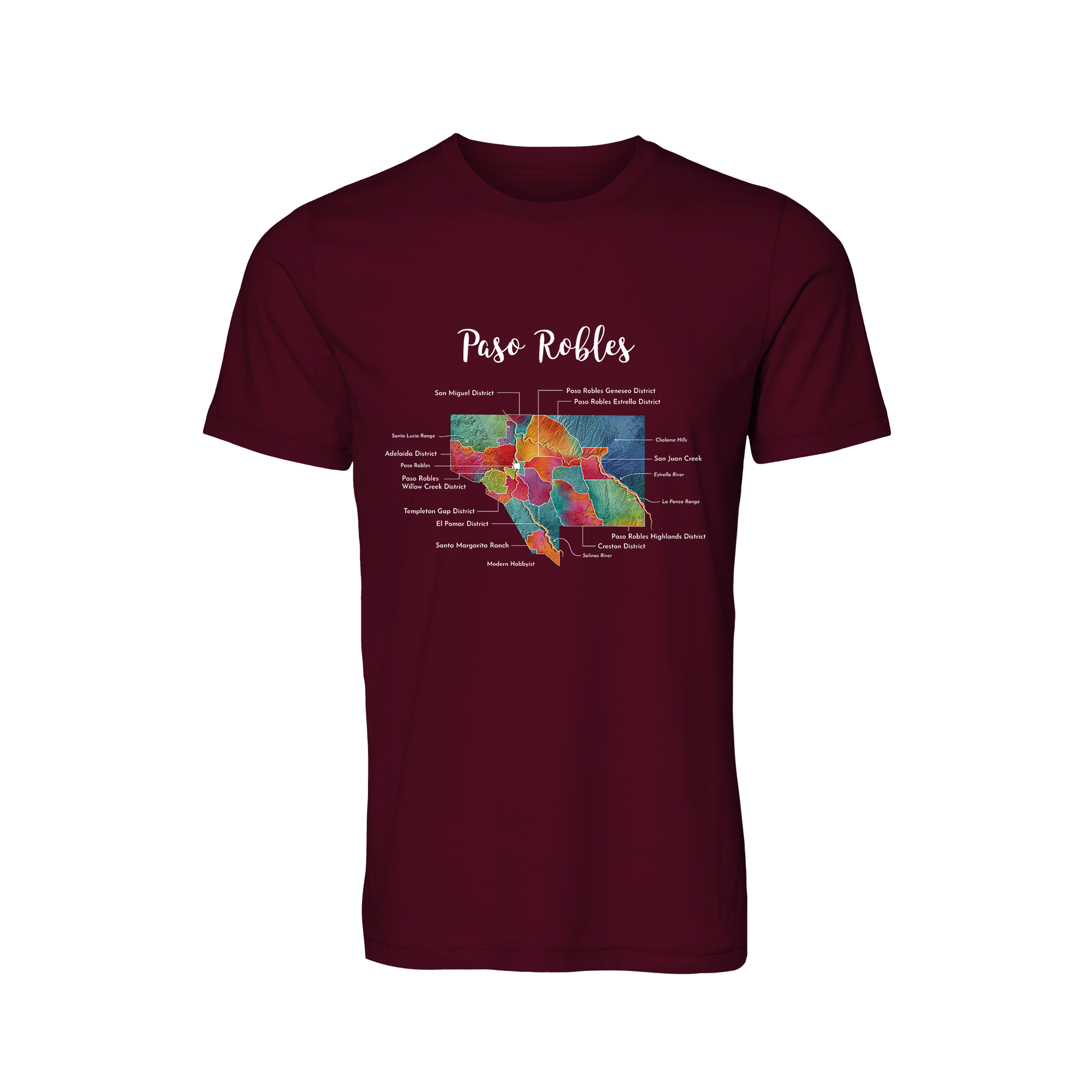 Paso Robles Wine Map T-Shirt