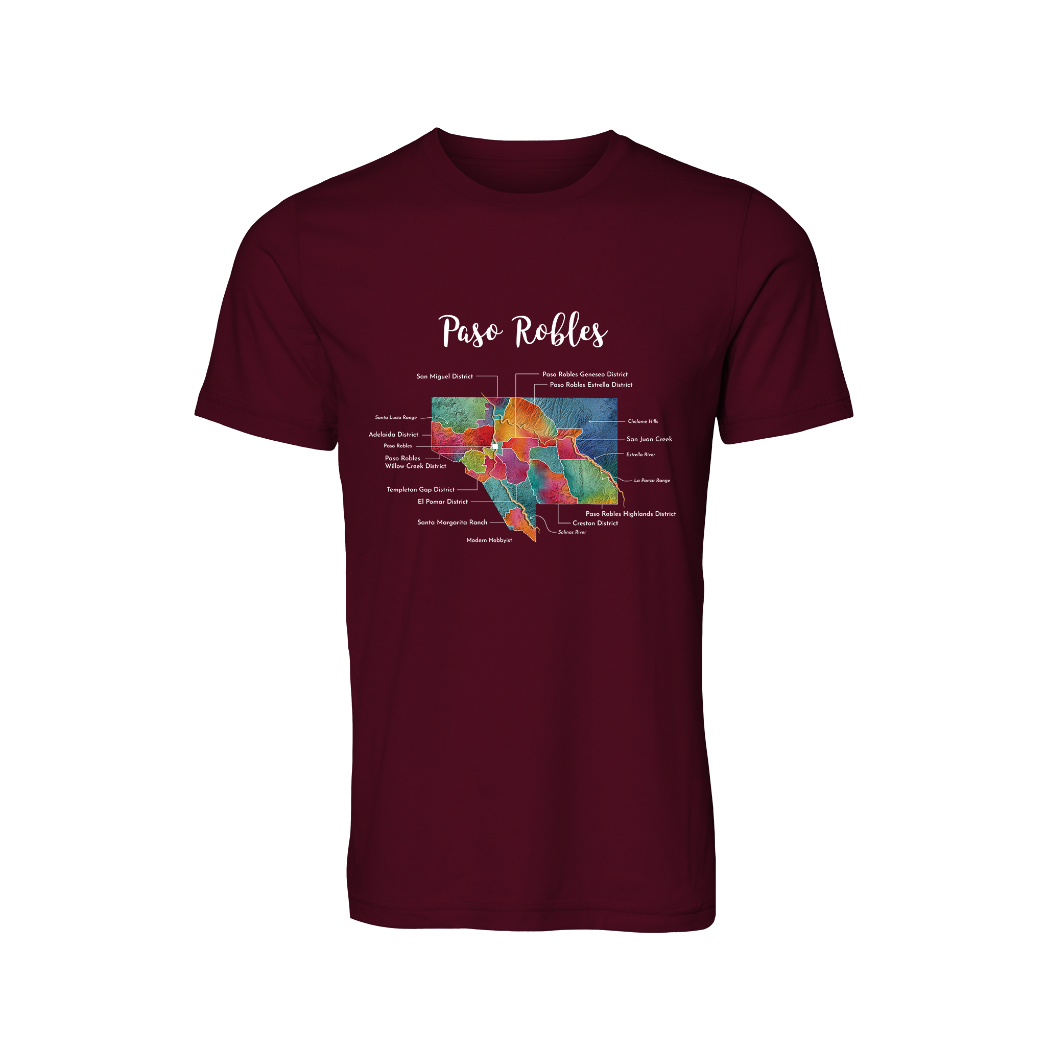 Paso Robles Wine Map T-Shirt