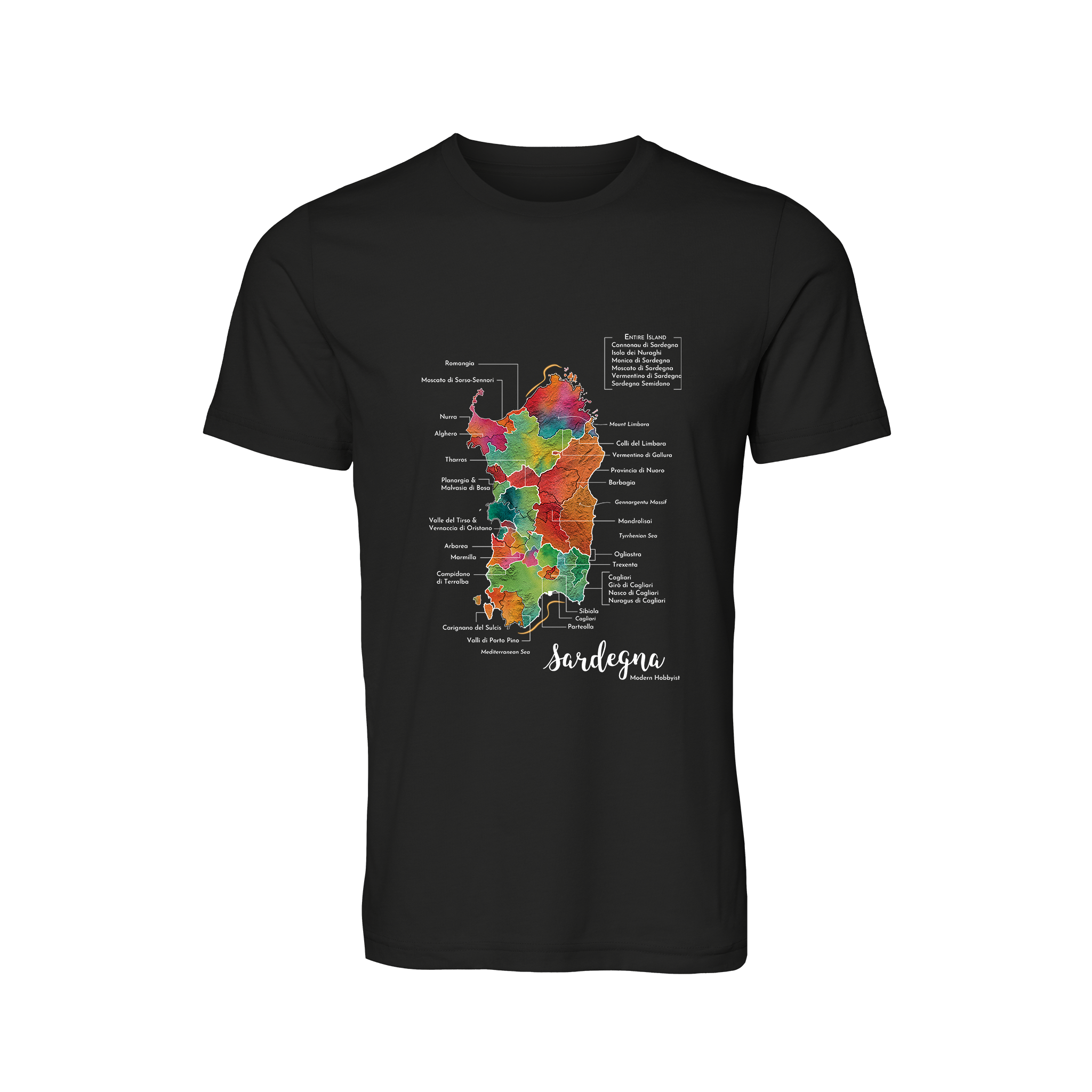Sardinia / Sardegna Wine Map T-Shirt