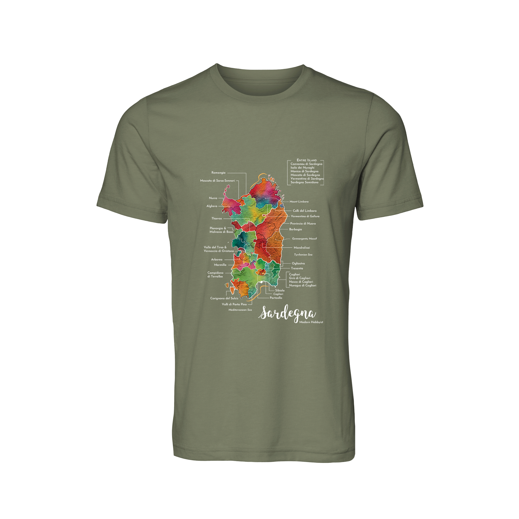 Sardinia / Sardegna Wine Map T-Shirt