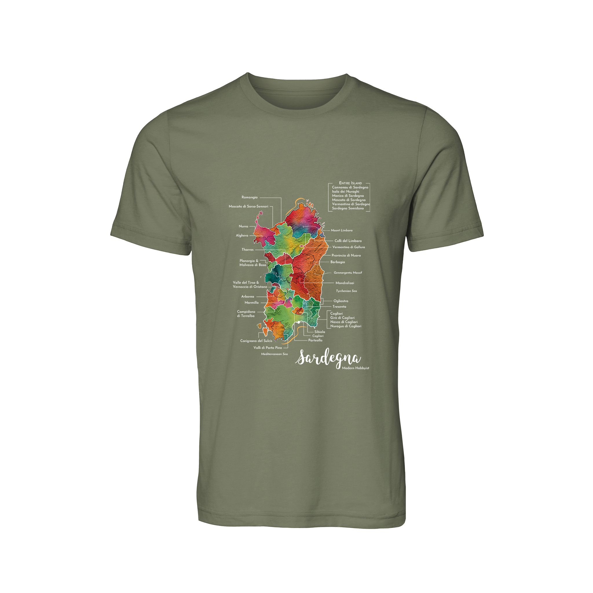 Sardinia / Sardegna Wine Map T-Shirt