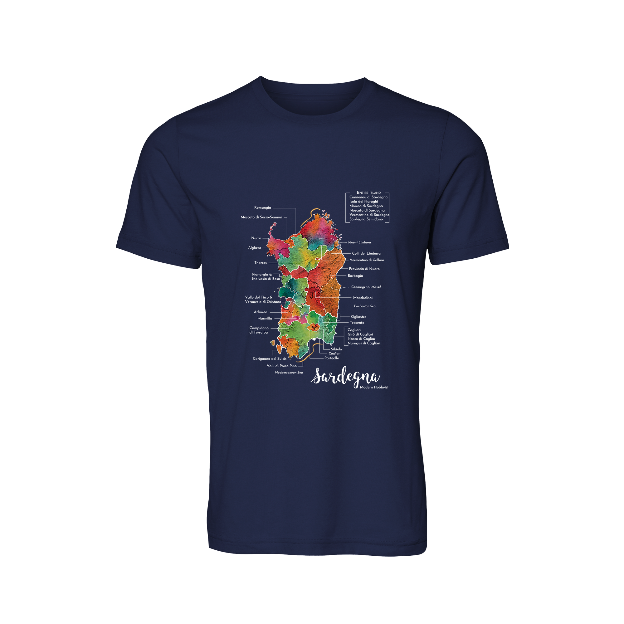 Sardinia / Sardegna Wine Map T-Shirt