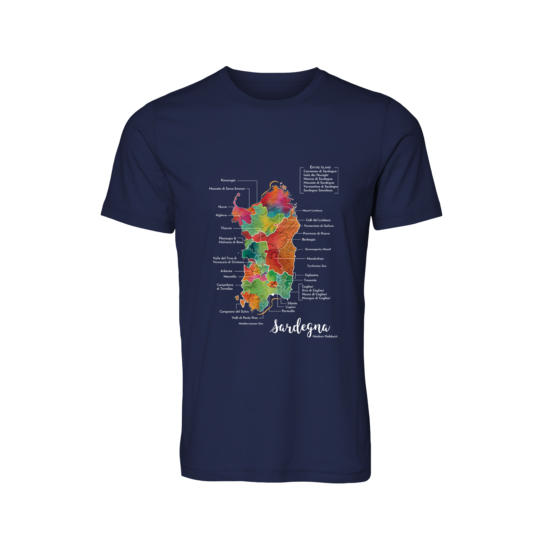Sardinia / Sardegna Wine Map T-Shirt