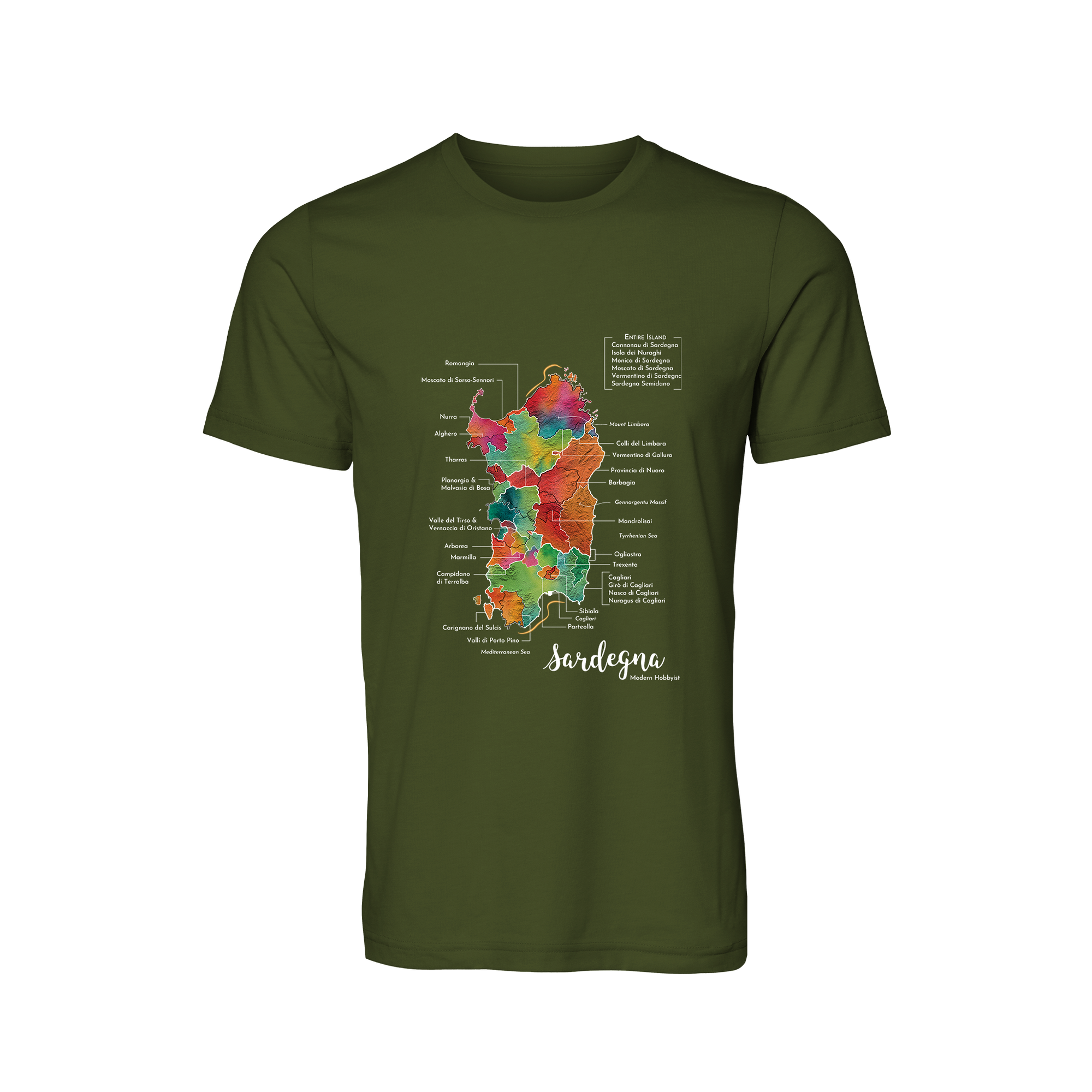 Sardinia / Sardegna Wine Map T-Shirt