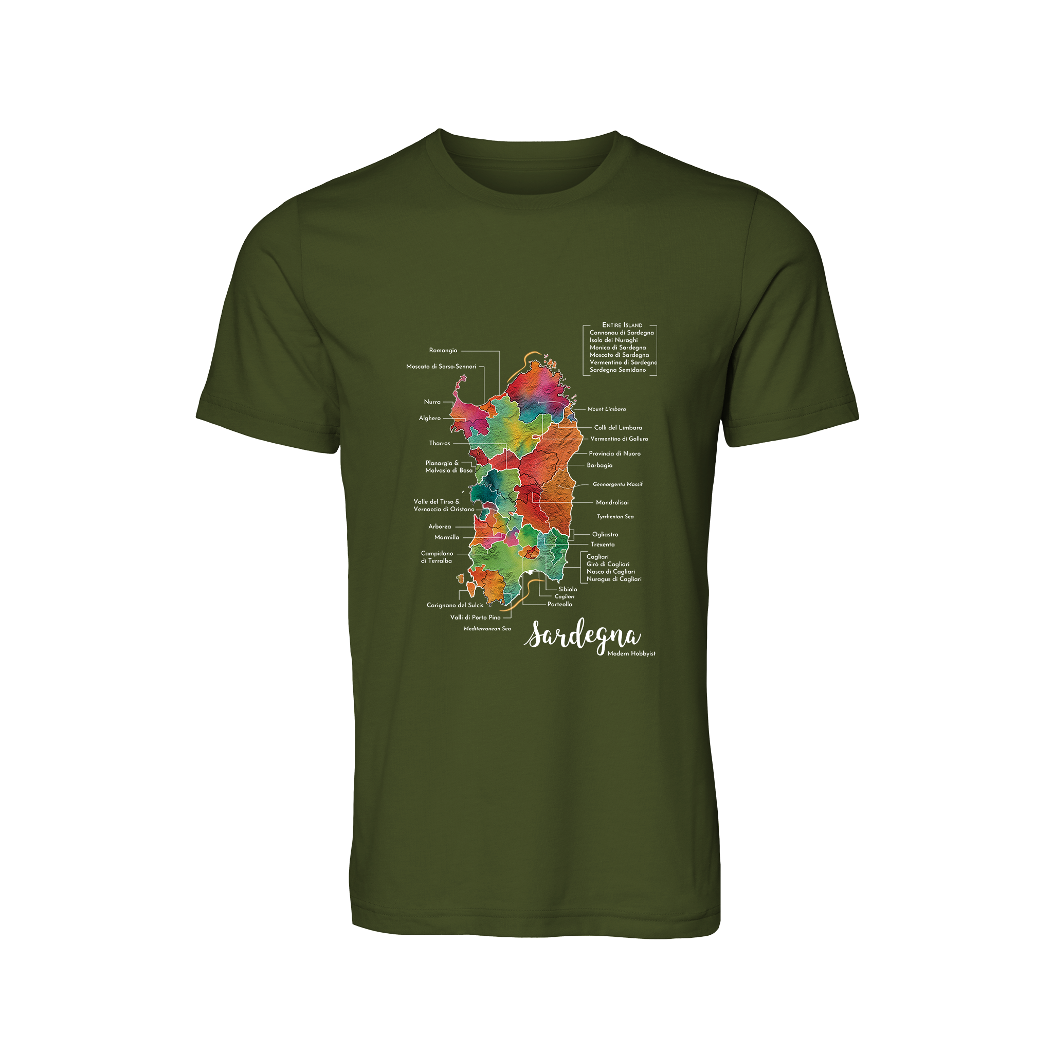 Sardinia / Sardegna Wine Map T-Shirt