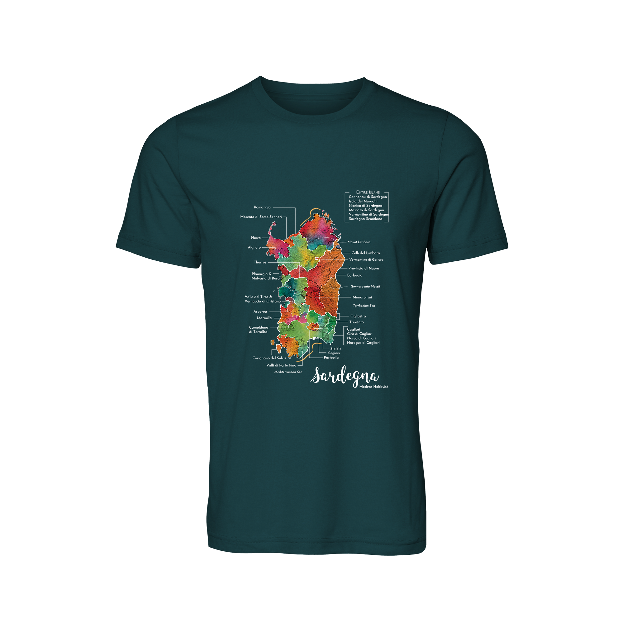 Sardinia / Sardegna Wine Map T-Shirt