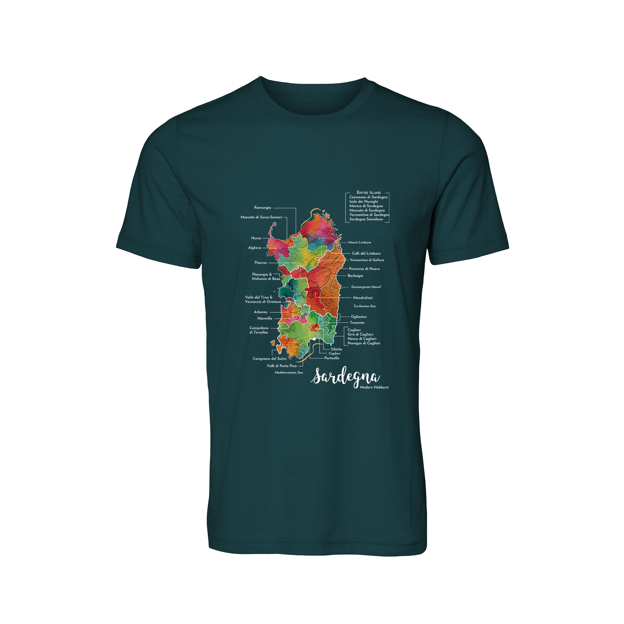 Sardinia / Sardegna Wine Map T-Shirt