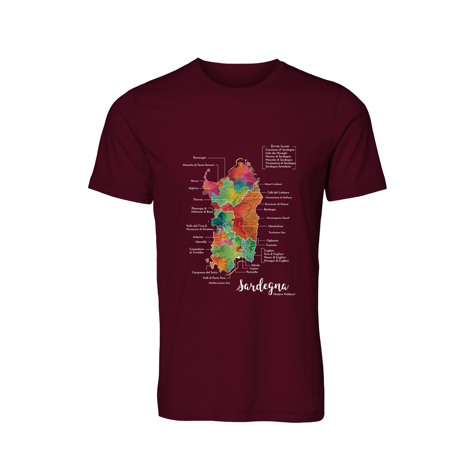 Sardinia / Sardegna Wine Map T-Shirt