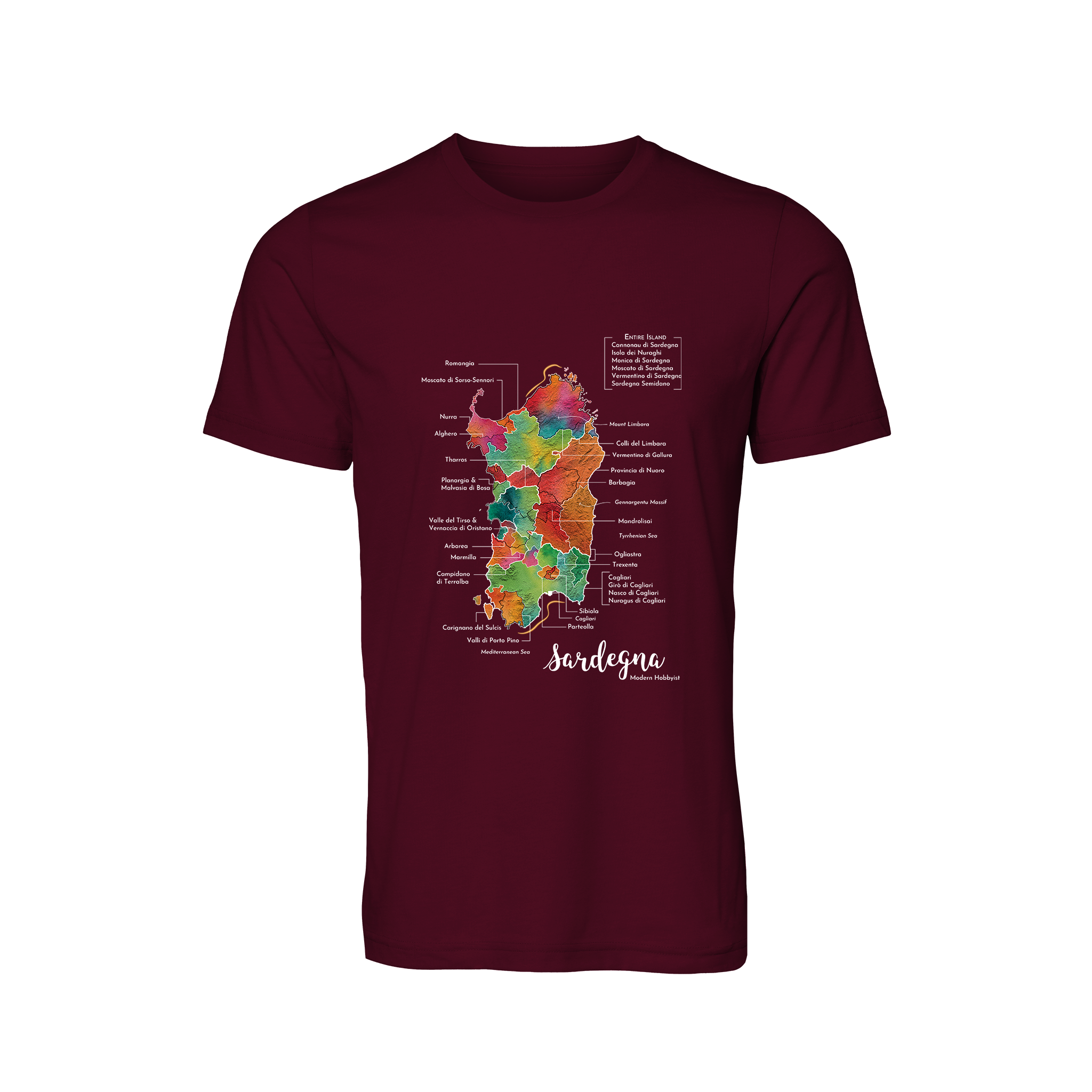 Sardinia / Sardegna Wine Map T-Shirt