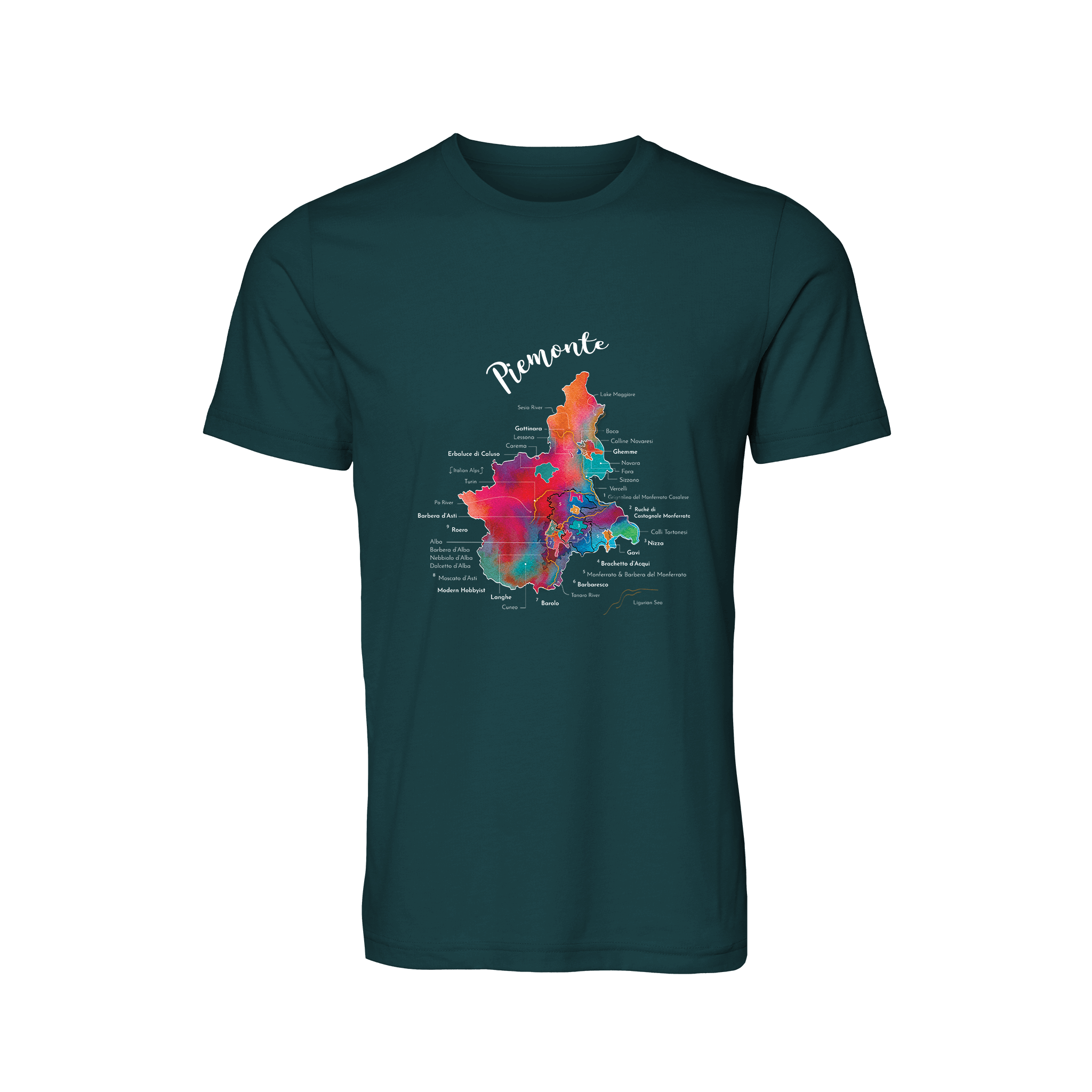 Piemonte / Piedmont Wine Map T-Shirt