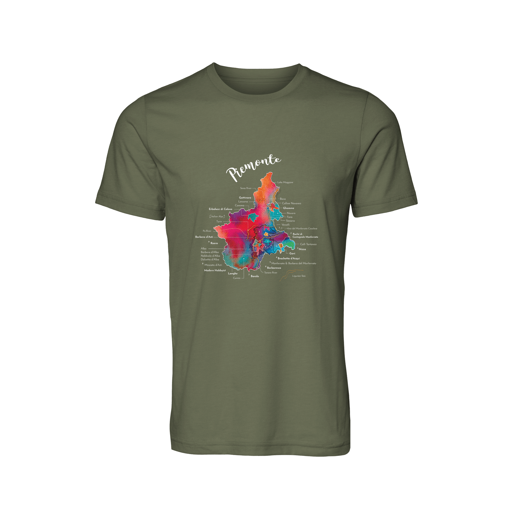 Piemonte / Piedmont Wine Map T-Shirt