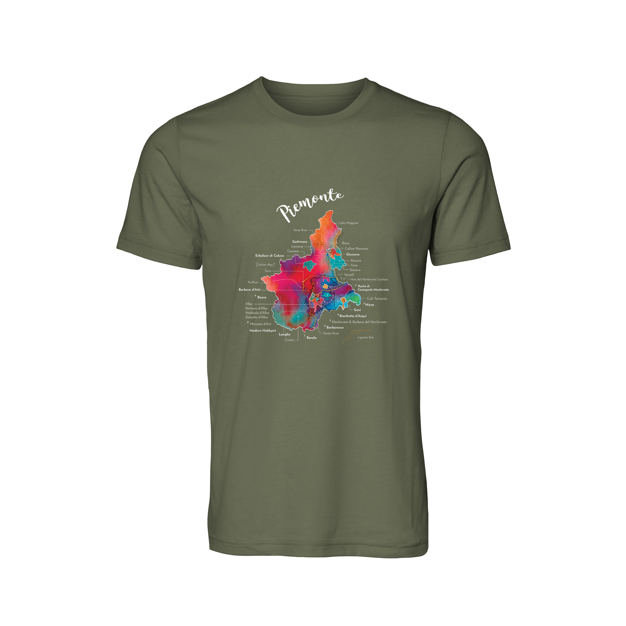 Piemonte / Piedmont Wine Map T-Shirt