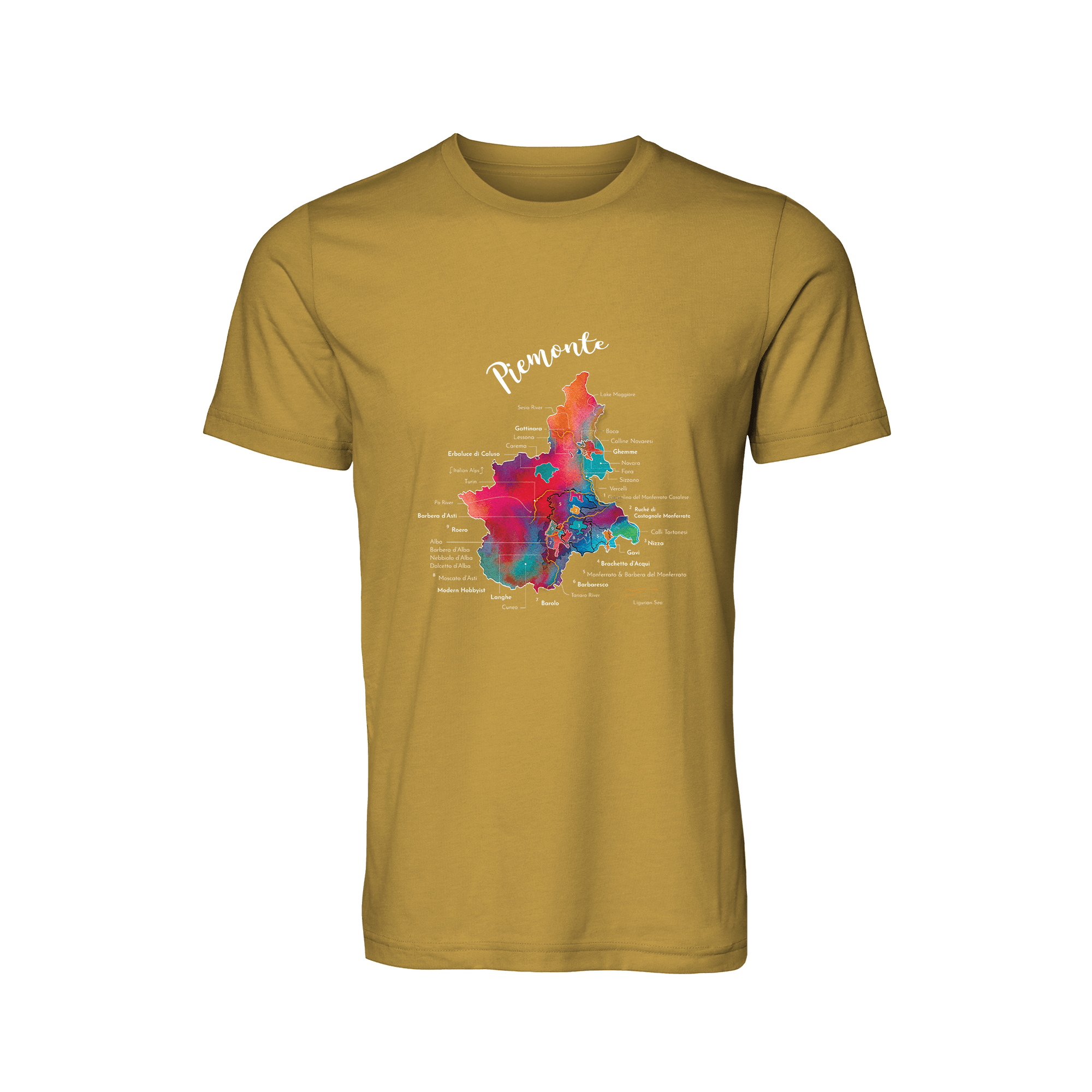 Piemonte / Piedmont Wine Map T-Shirt