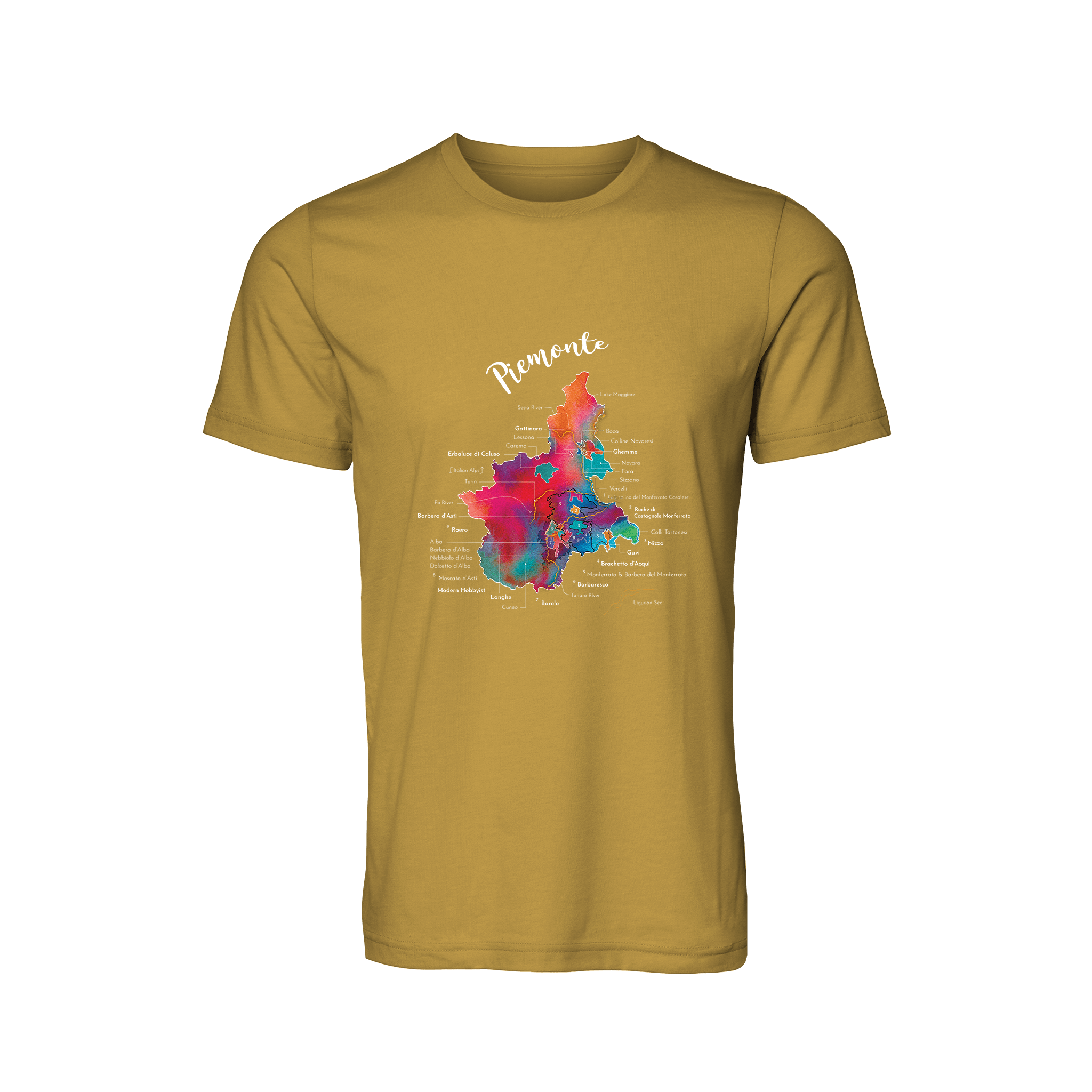 Piemonte / Piedmont Wine Map T-Shirt
