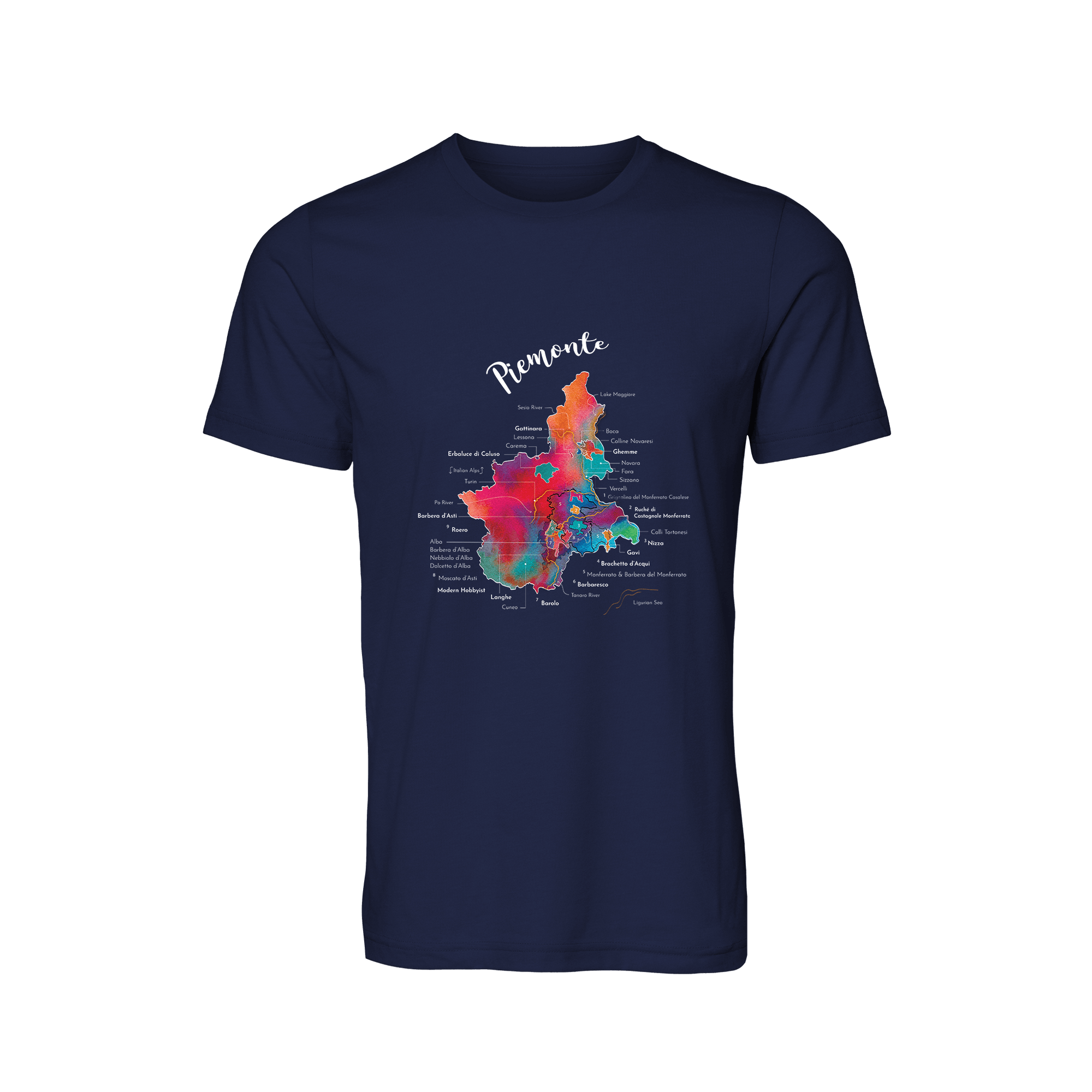 Piemonte / Piedmont Wine Map T-Shirt