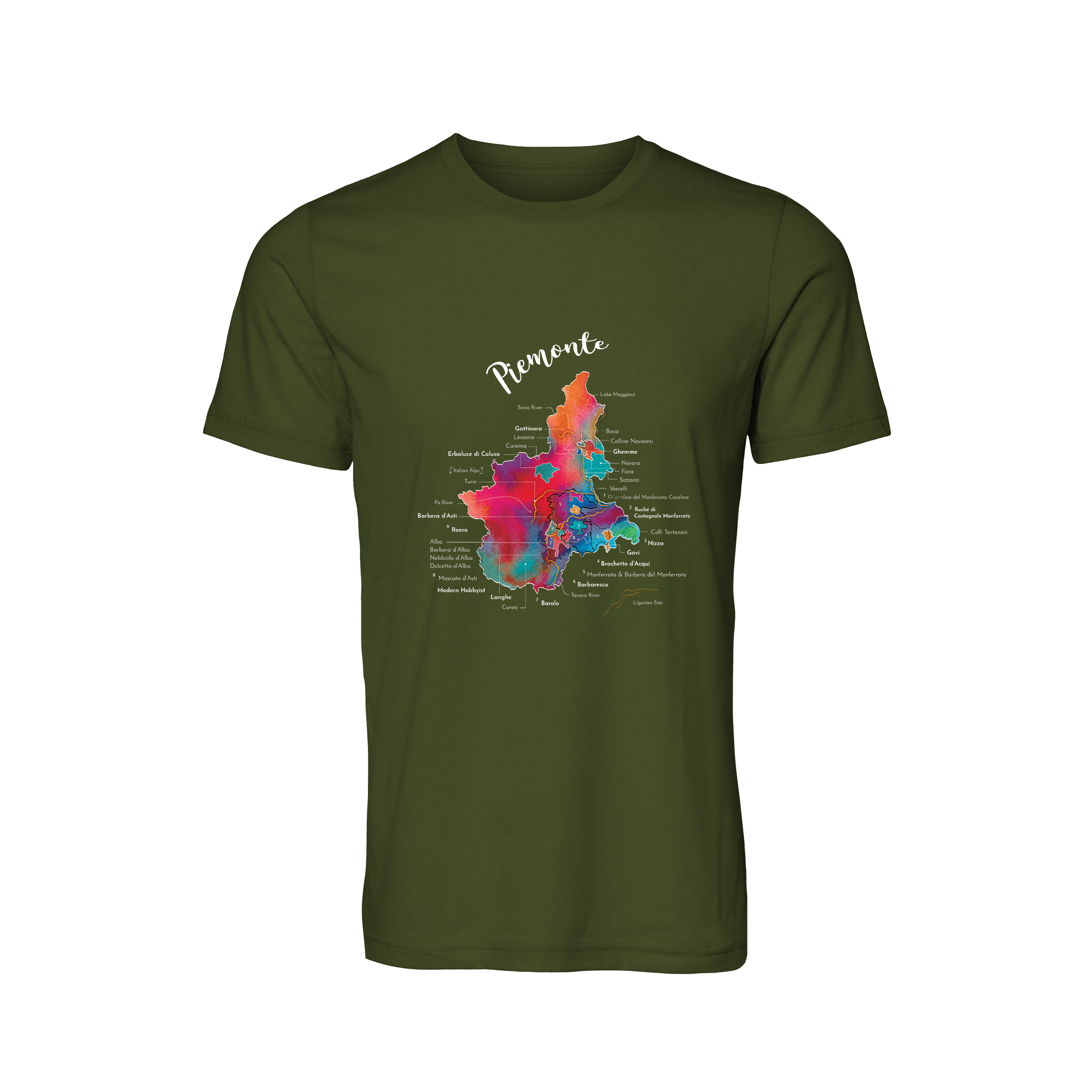 Piemonte / Piedmont Wine Map T-Shirt