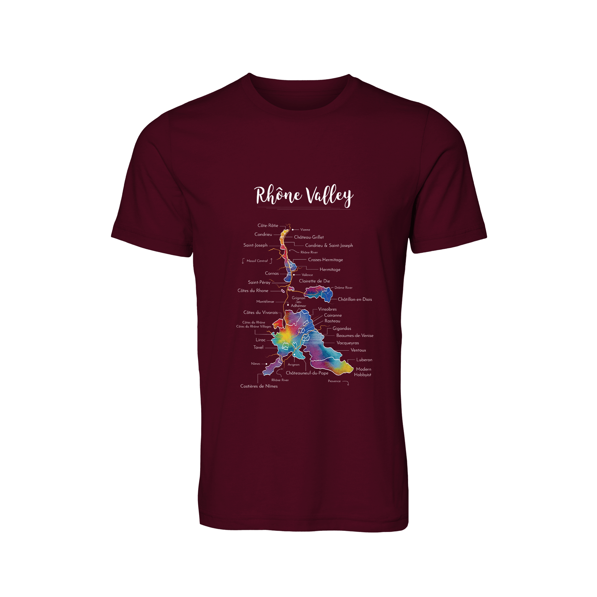 Rhône Valley Wine Map T-Shirt