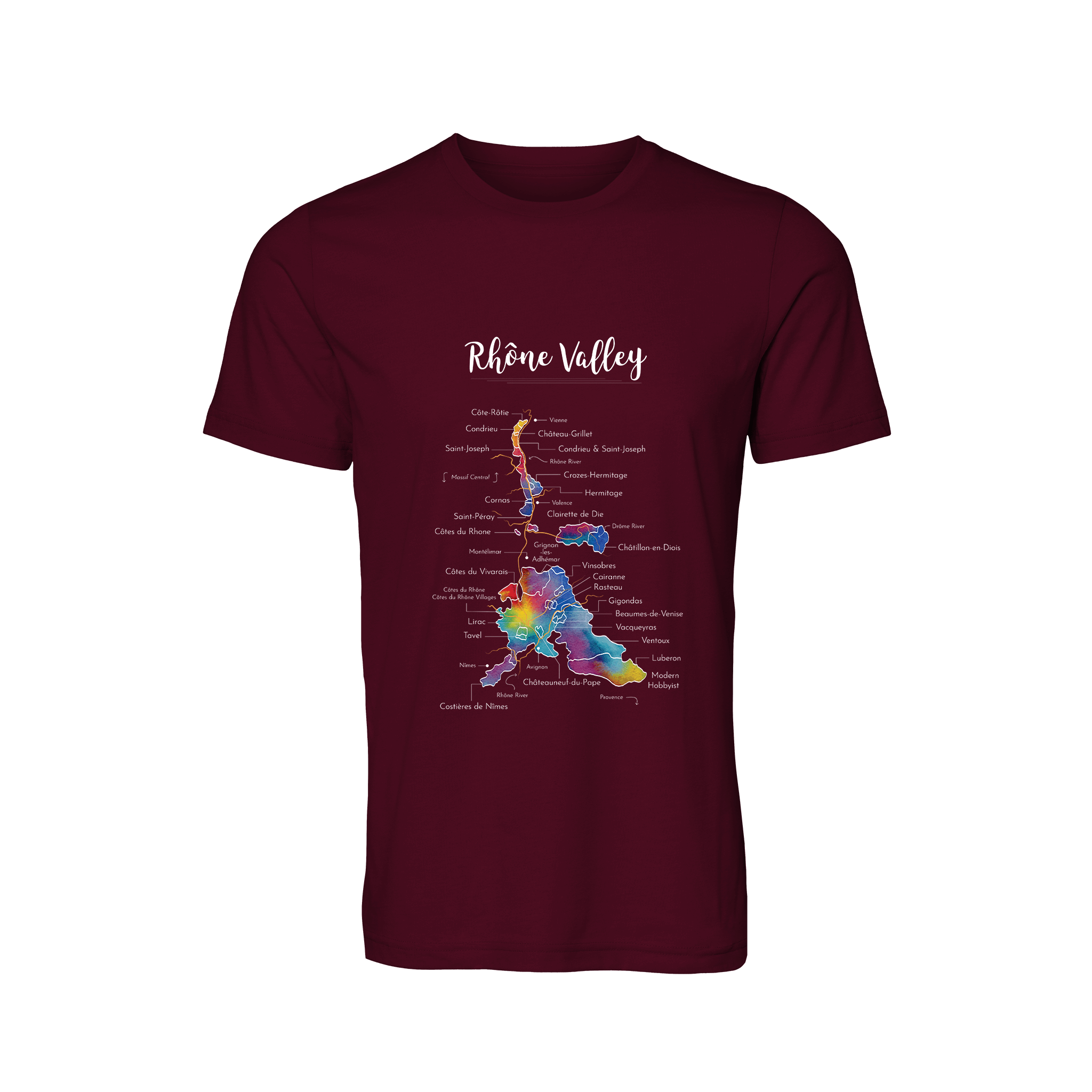 Rhône Valley Wine Map T-Shirt